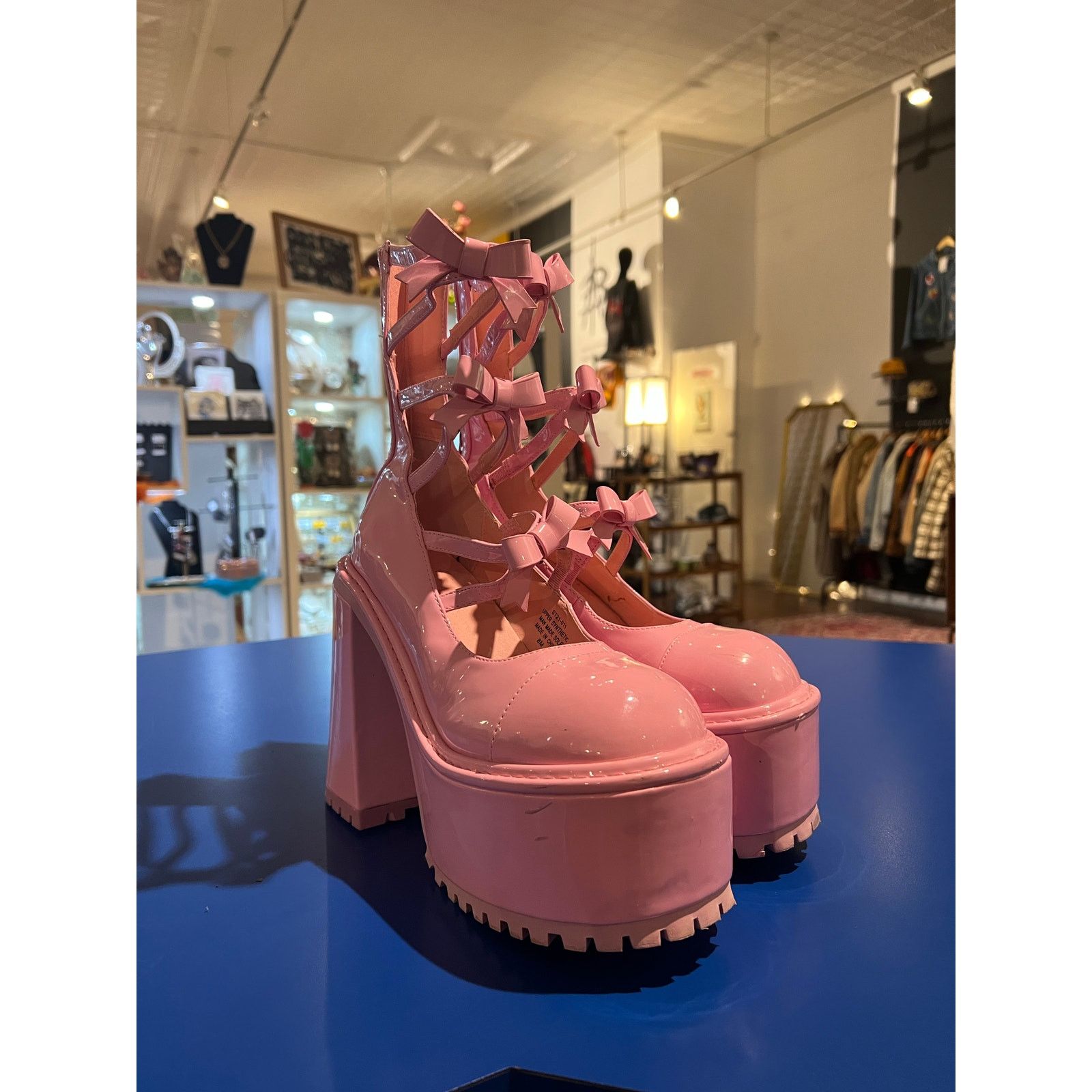 Demonia Cult Sugar Thrillz Pink Platforms with Bows! Size US 8 / IT 38 - 2 Thumbnail