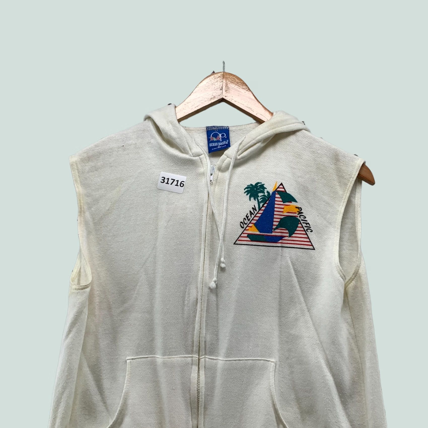 Ocean Pacific VINTAGE Ocean Pacific Zip Hoodie Beige XS Adult Mens Surf Made USA 19x22 Size US XS / EU 42 / 0 - 1 Thumbnail