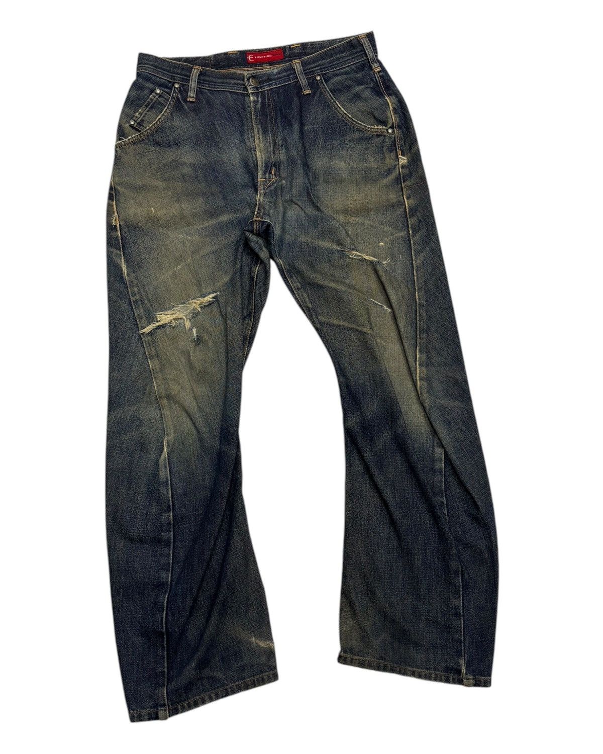 Edwin 🔥BAGGY EDWIN FUNCTION THRASHED DISTRESSED DENIM JEAN Size US 32 / EU 48 - 3 Thumbnail