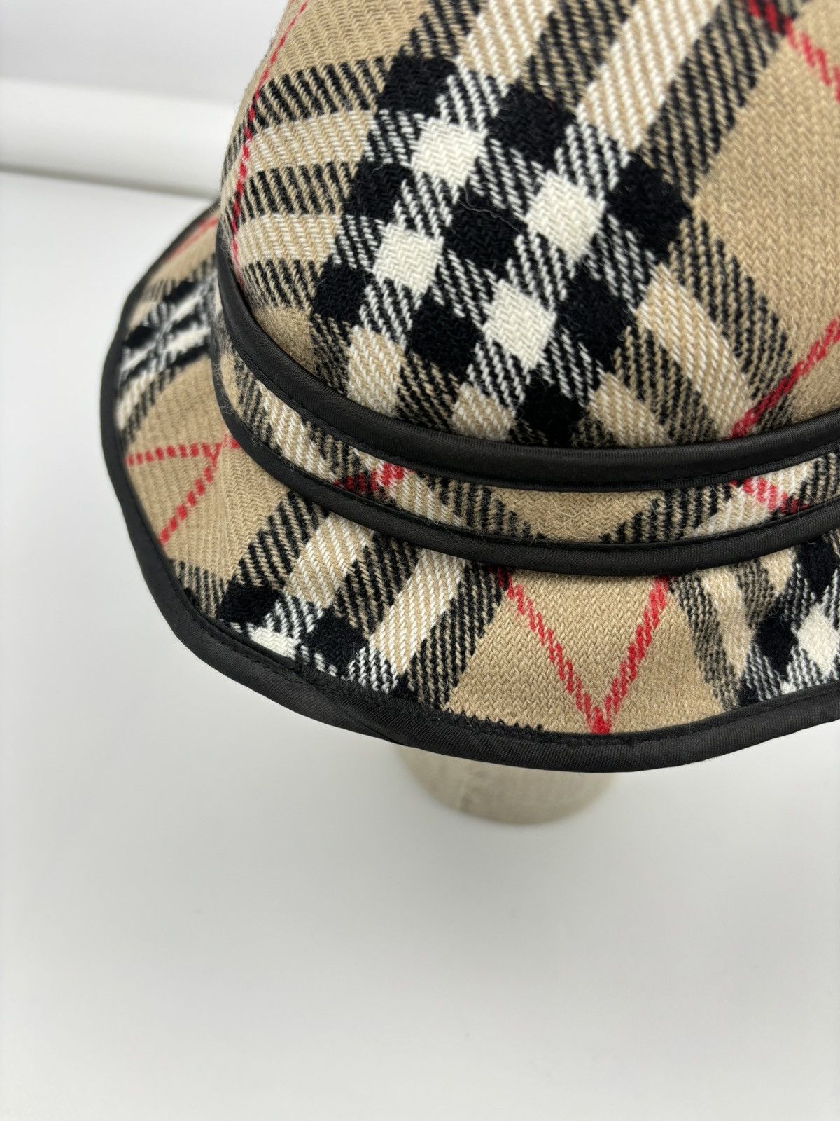 Burberry × Burberry Prorsum RARE VTG 90's BURBERRY'S Wool Nova Check Beige Bucket Hat England Cap Panama M Size ONE SIZE - 18 Thumbnail