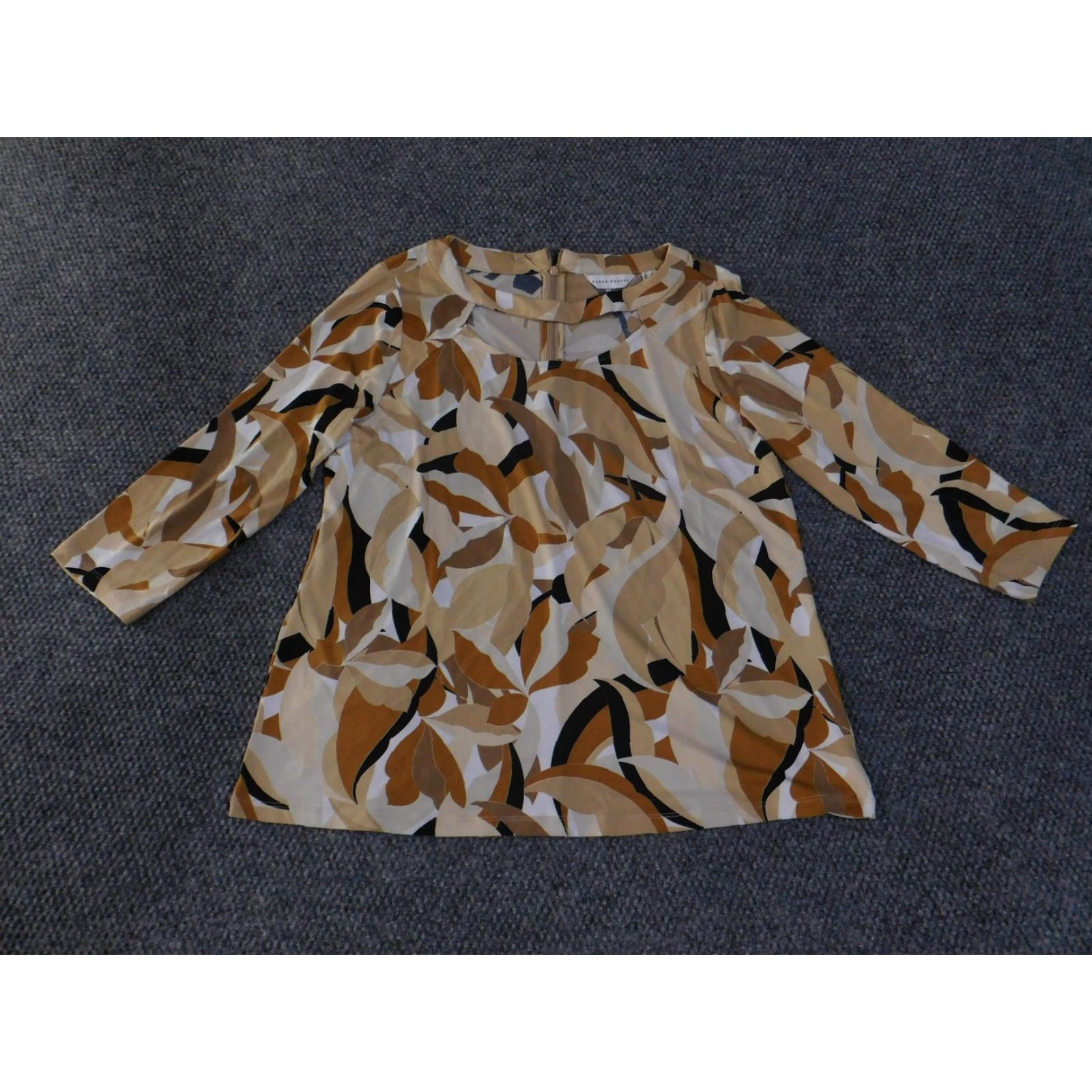 Vintage Susan Graver Shirt Womens Large Leaf Print 3/4 Sleeve Pullover Top Blouse Size L / US 10 / IT 46 - 4 Thumbnail