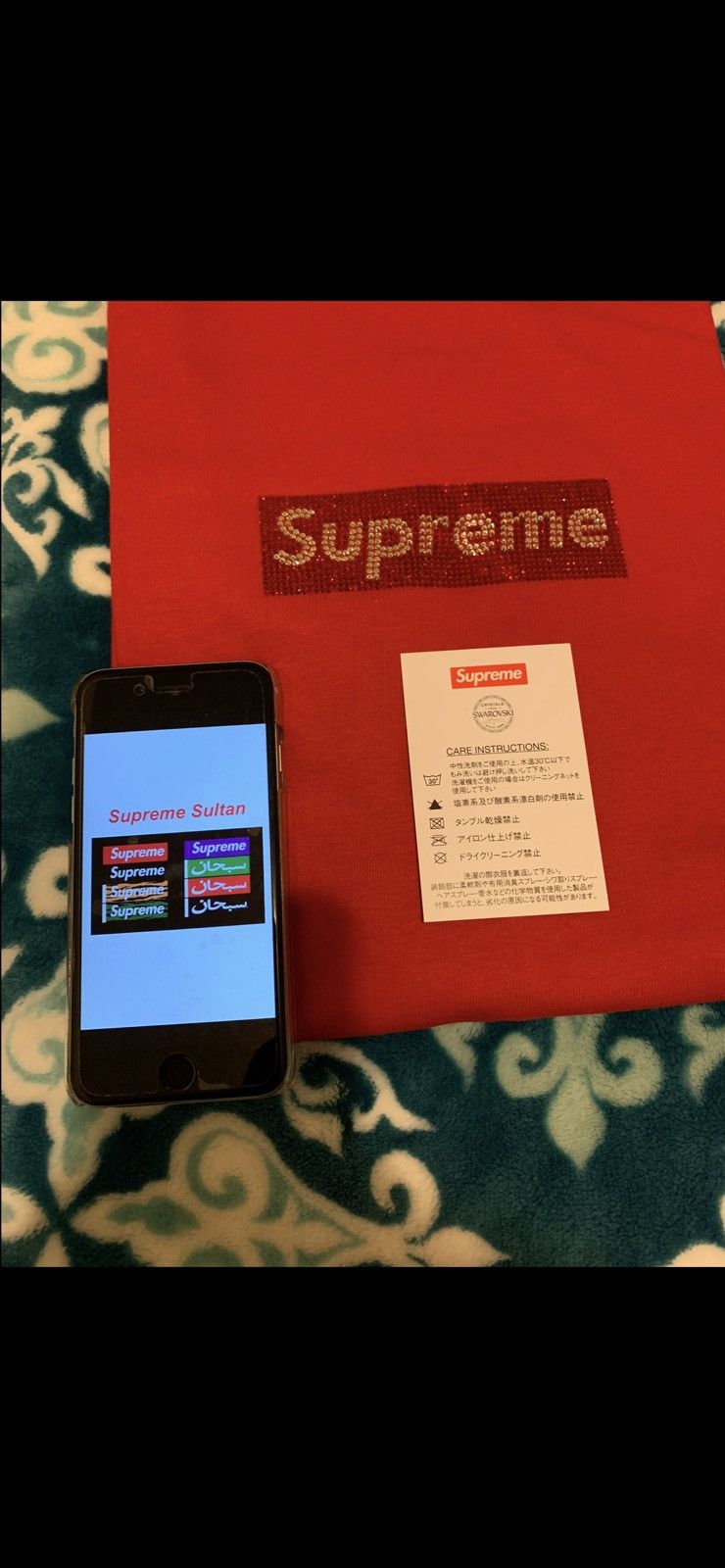 Supreme × Swarovski DSWT Supreme Swarovski Box Logo Tee Red Large Size US L / EU 52-54 / 3 - 9 Thumbnail