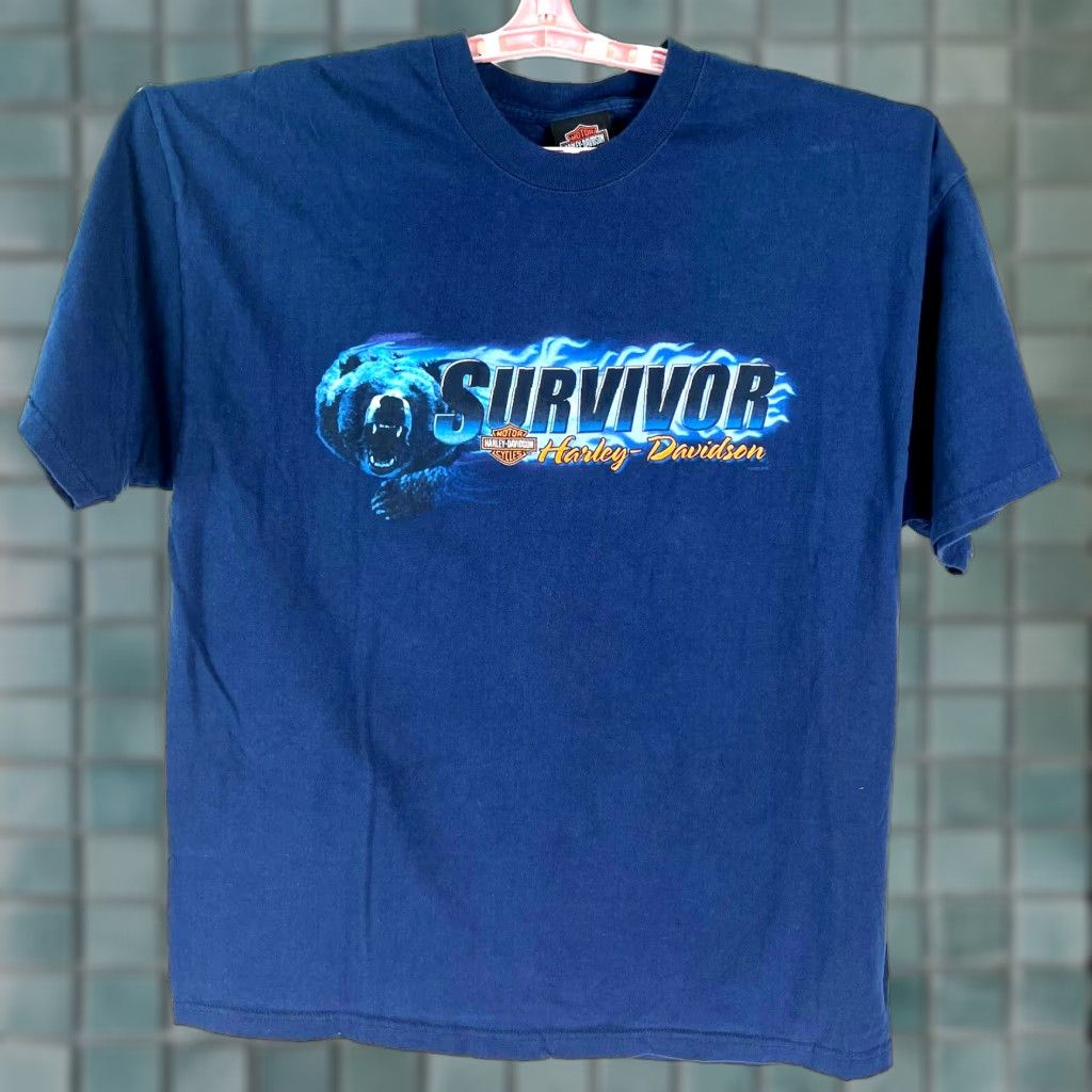 Harley Davidson VINTAGE Harley-Davidson Motorcycle Graphic T-Shirt XL Blue 2002 Black River Falls Mens Size US XL / EU 56 / 4 - 1 Thumbnail