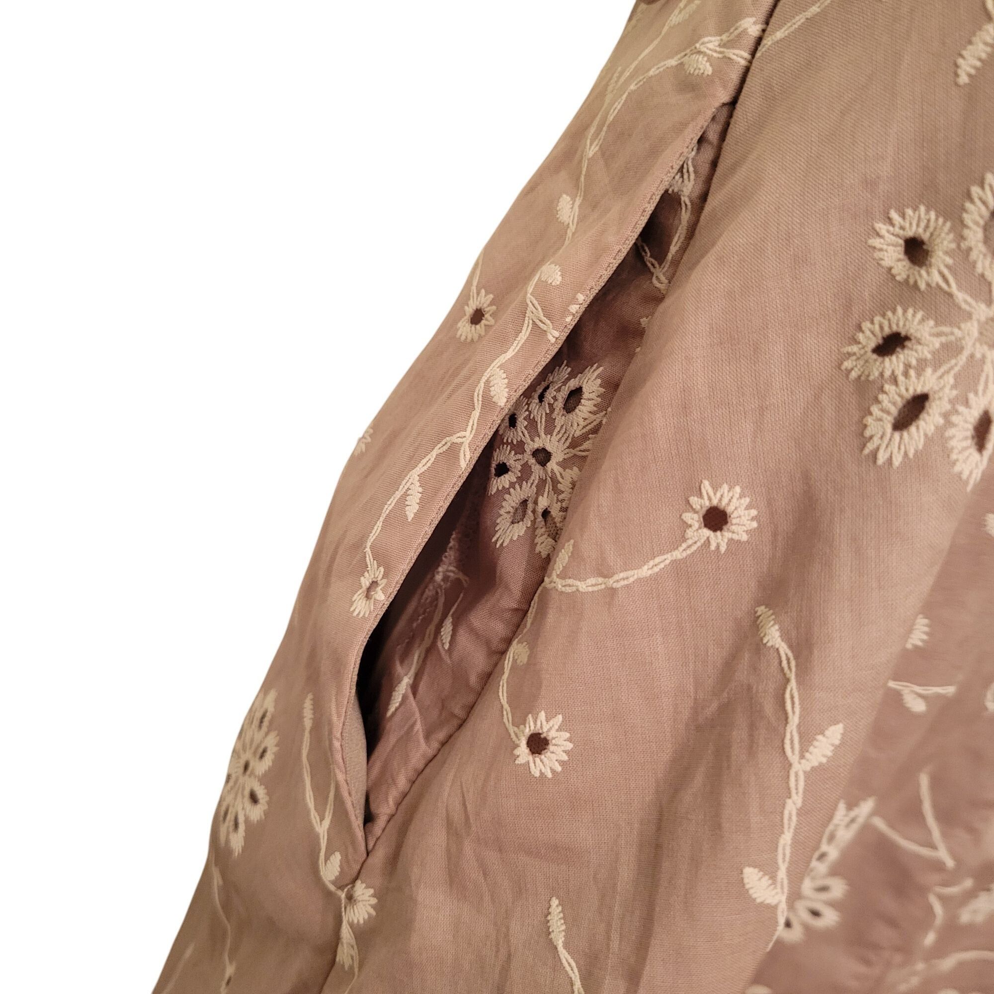 Joie Joie Halter Dress 10 Embroidered Floral Midi Summer Pockets Size L / US 10 / IT 46 - 8 Thumbnail