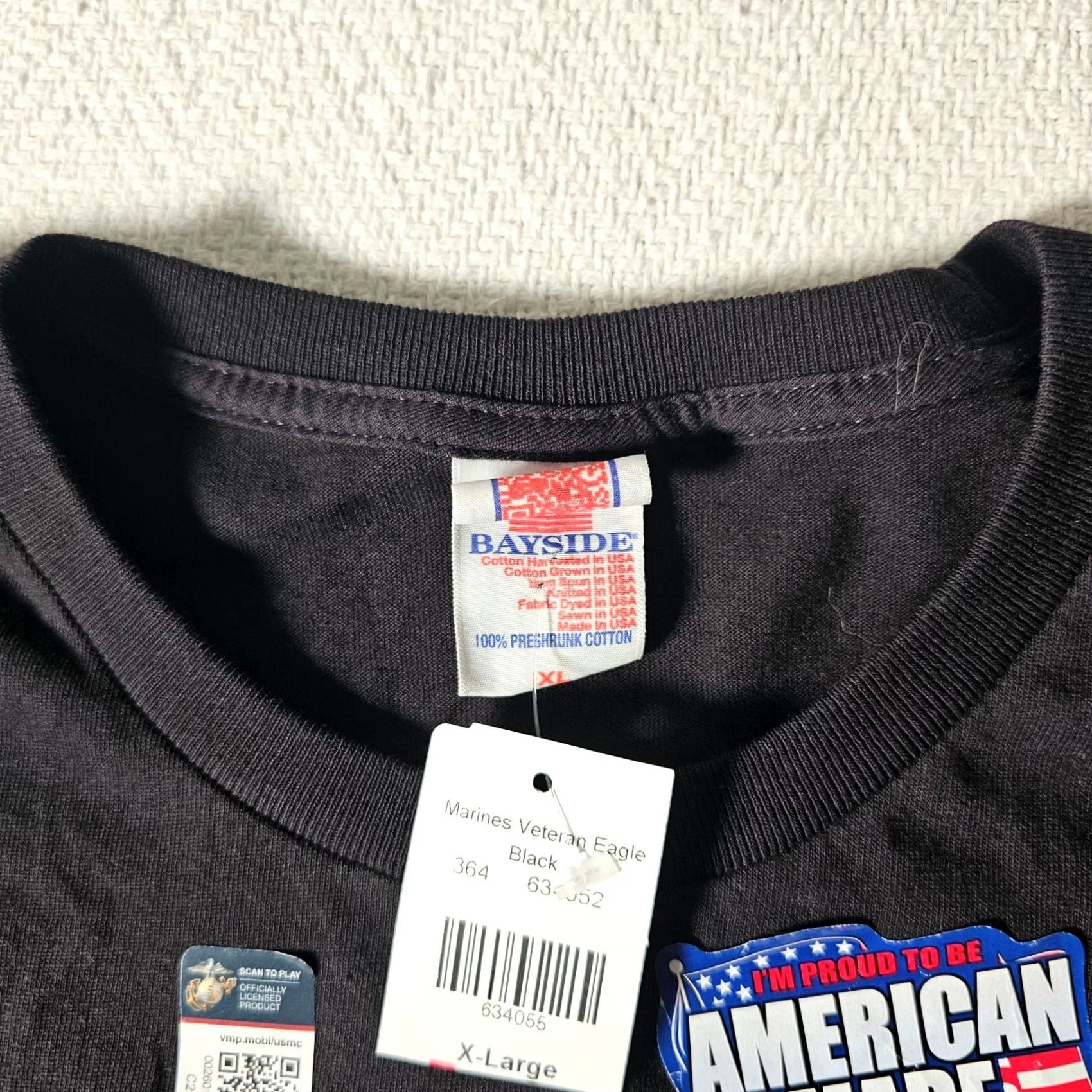Vintage Bayside T-Shirt Navy Black Mens XL American Made US Marines Veteran I Served Crew Neck Short Sleeve Cotton Preshrunk Size US XL / EU 56 / 4 - 2 Thumbnail