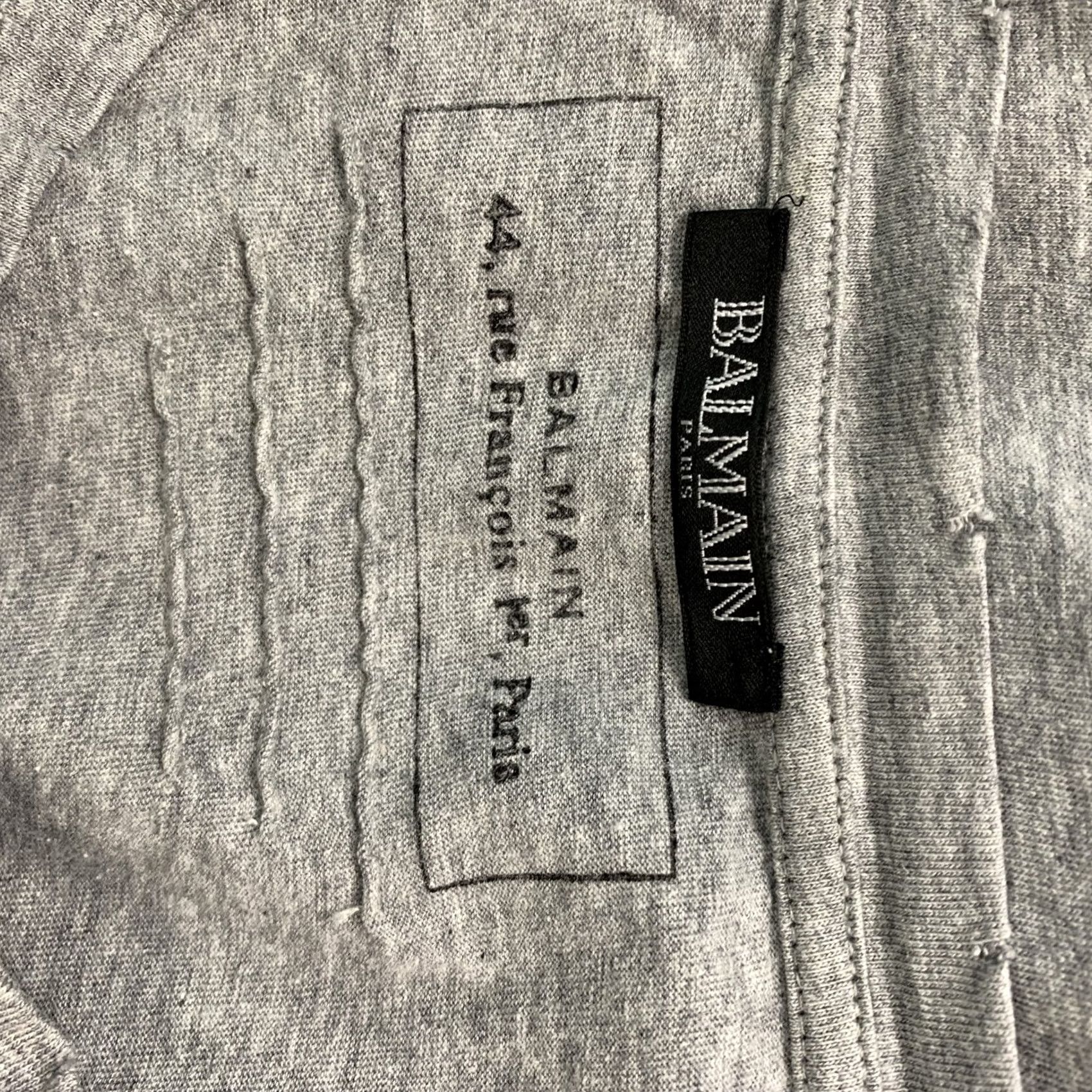 Balmain BALMAIN Size M Grey Solid Cotton Crew-Neck Shirt - Size US M / EU 48-50 / 2 - 4 Thumbnail