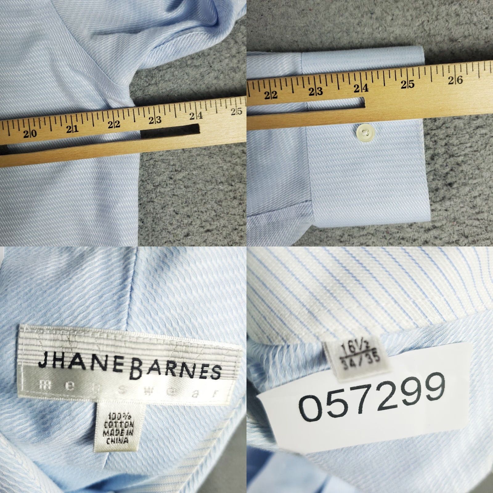 Vintage VINTAGE Jhane Barnes Dress Shirt Mens Size 16.5 Long Sleeve Blue Cotton Business Formal Office Size 42R - 8 Thumbnail