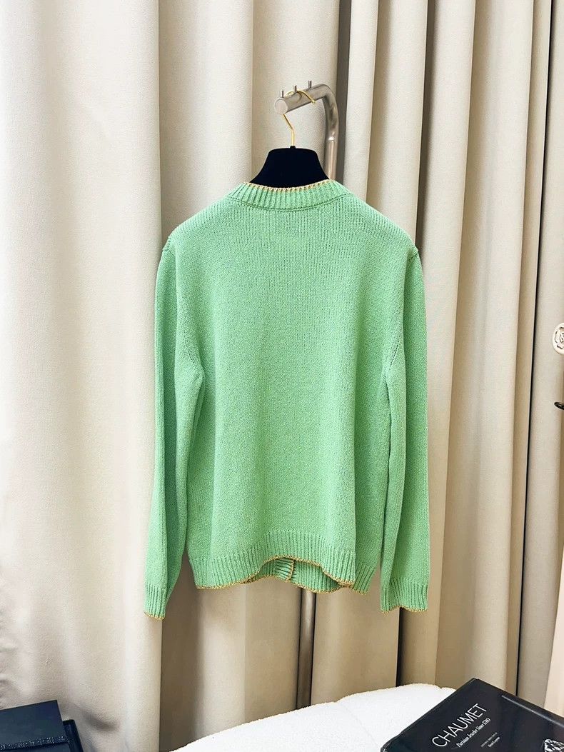 Gucci Gucci Tender green gold-rim knitted two-pocket cardigan co Size L / US 10 / IT 46 - 7 Thumbnail