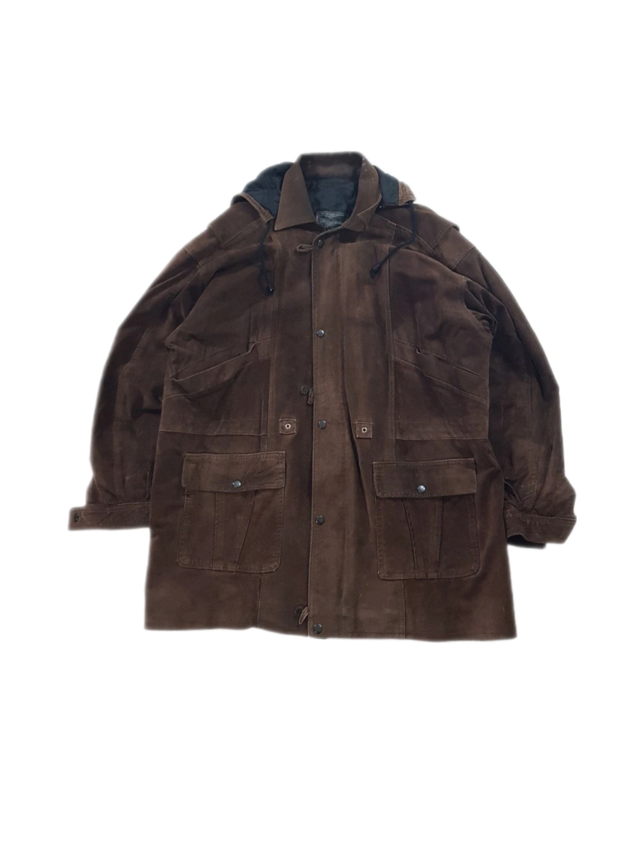 Vintage True Vintage Brown Faded Leather Quilted Heavy duffle jacket Size US XL / EU 56 / 4 - 1 Thumbnail