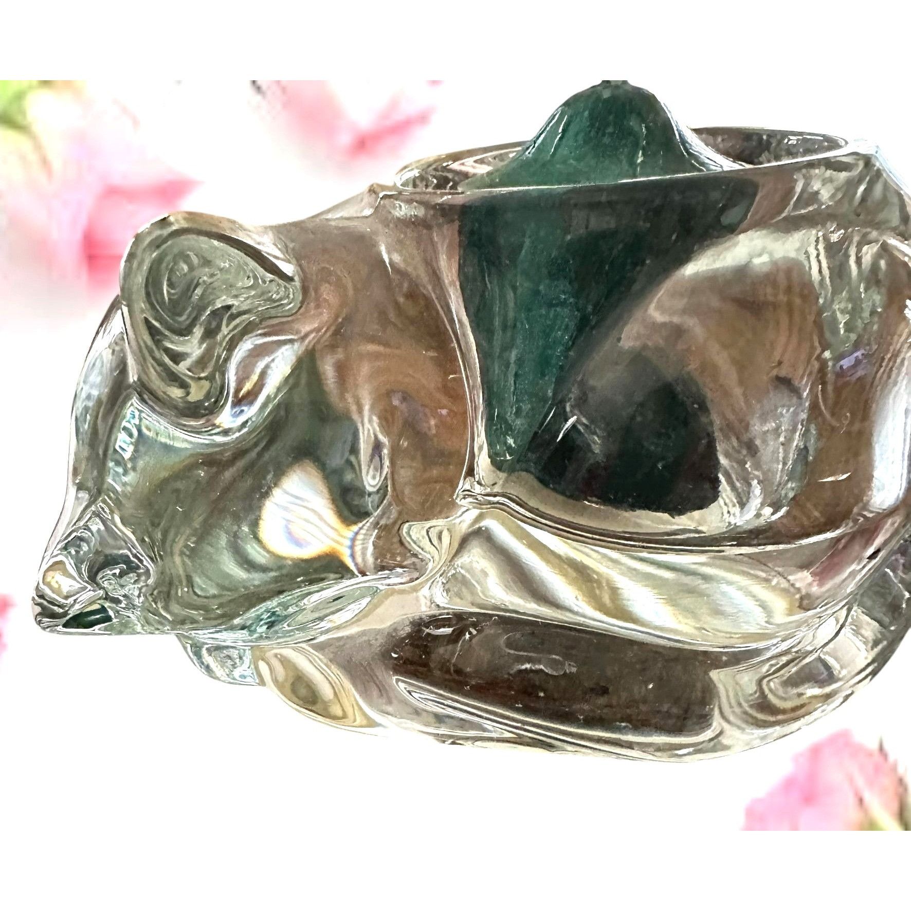 Handmade × Vintage Vintage Indiana Glass Cat Votive Holder Clear Crystal With C Size ONE SIZE - 2 Thumbnail