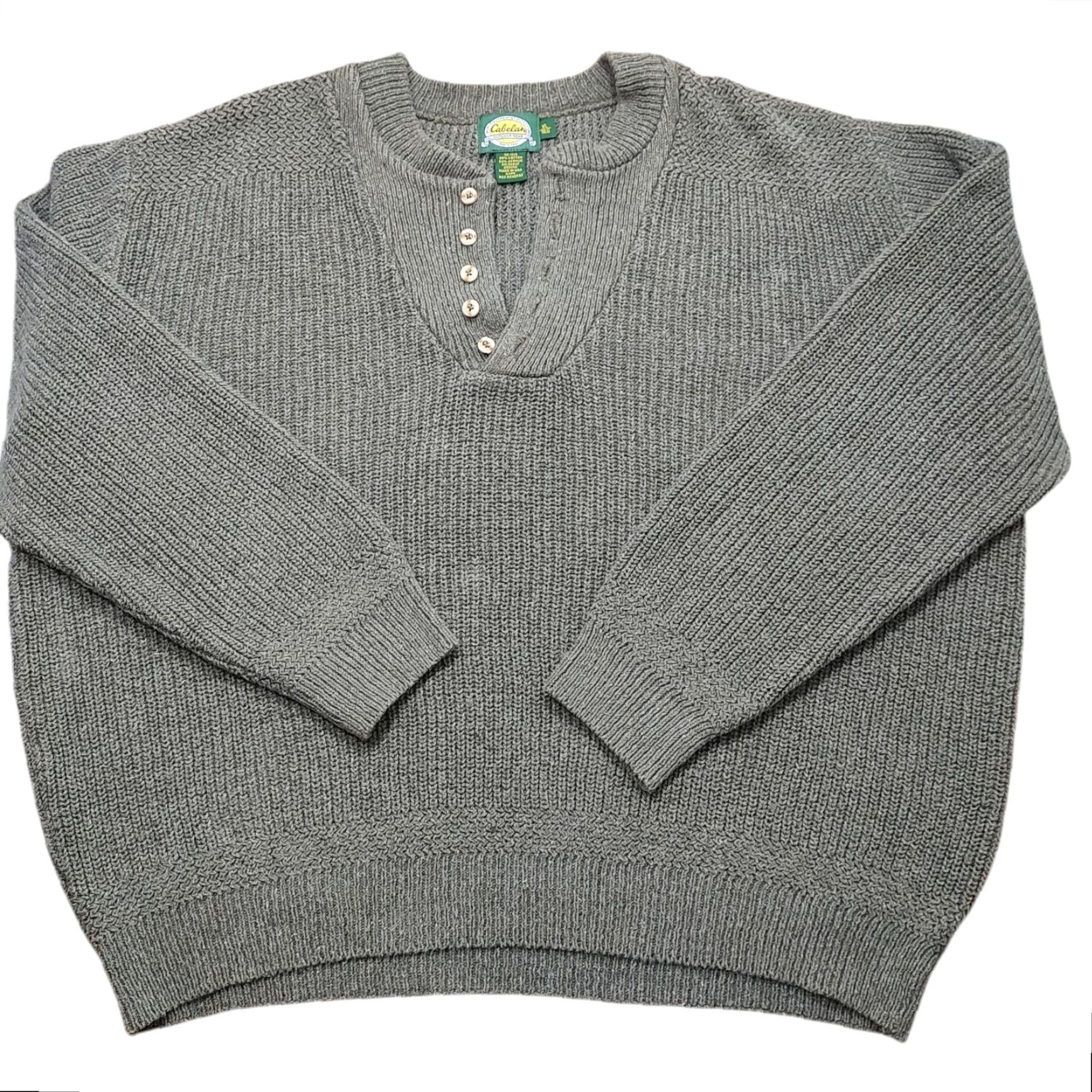 Vintage VINTAGE Cabela's Sweater Men XL Brown Henley Knit Heavyweight Casual, Hunting, USA Size US XL / EU 56 / 4 - 2 Thumbnail