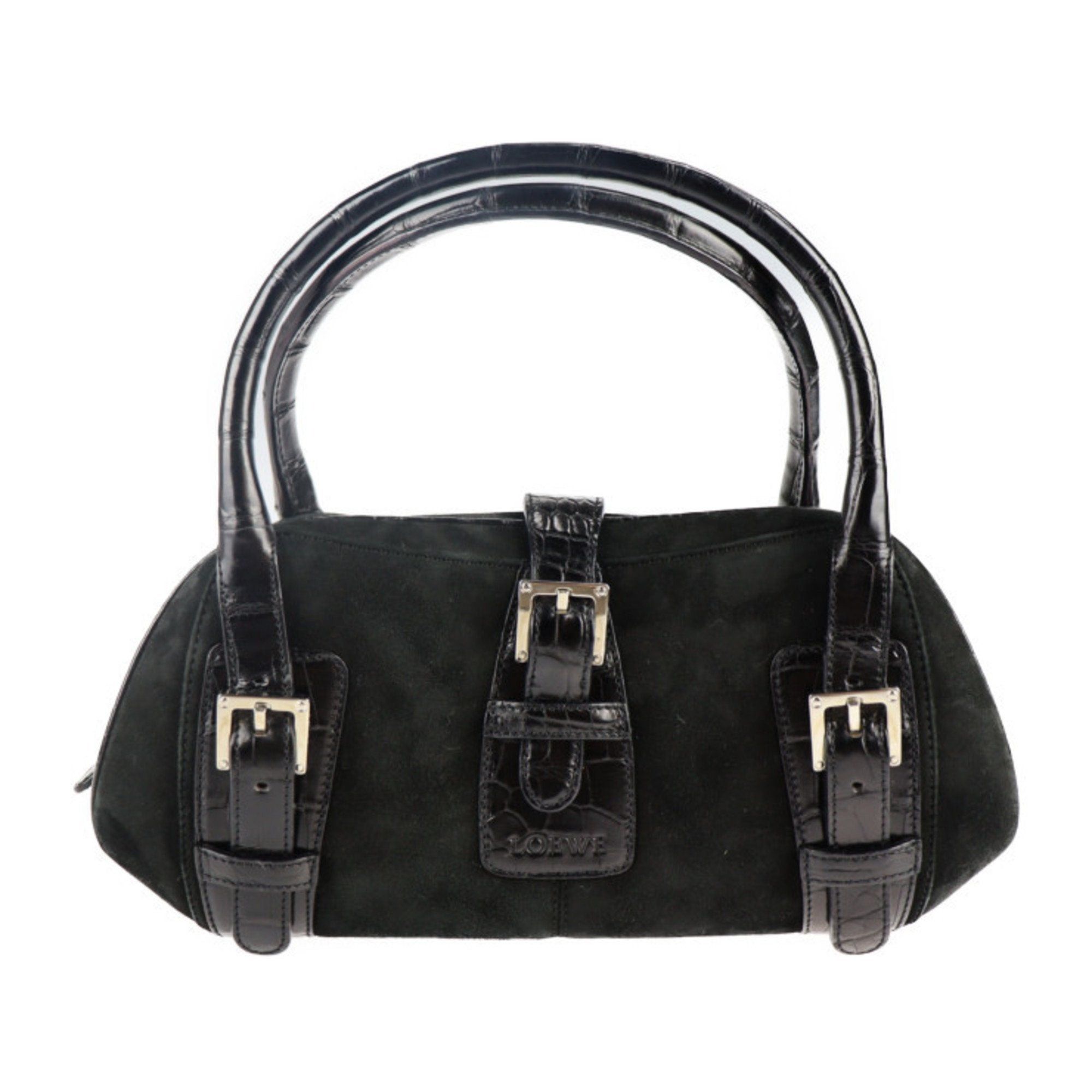 image of Loewe Handbag Leather Suede Black Senda, Women's