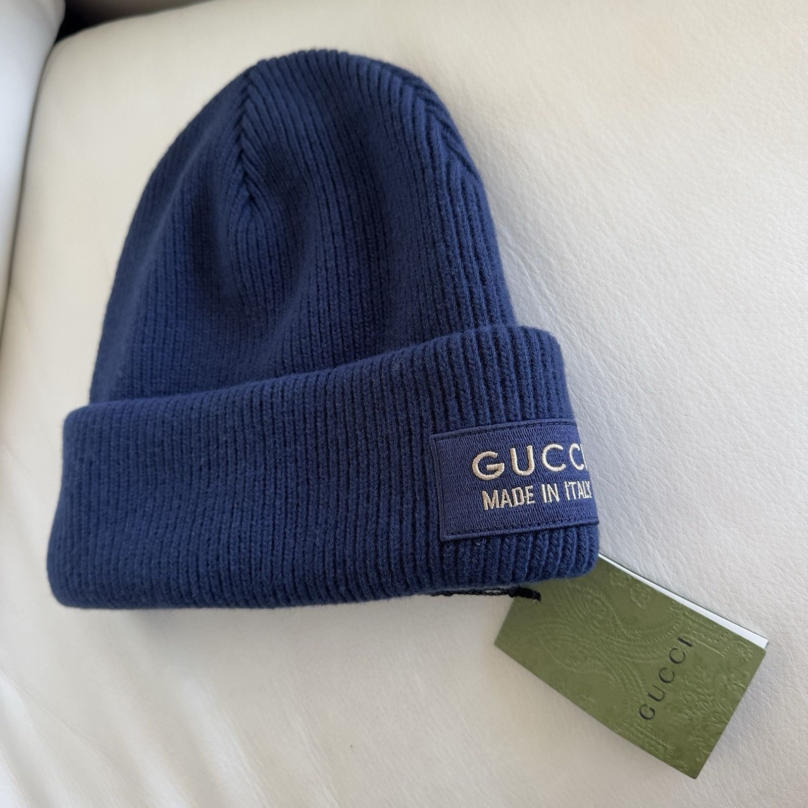 Gucci New Authentic Gucci Knit Wool Hat Beanie With Patch Navy Blu Size ONE SIZE - 3 Thumbnail