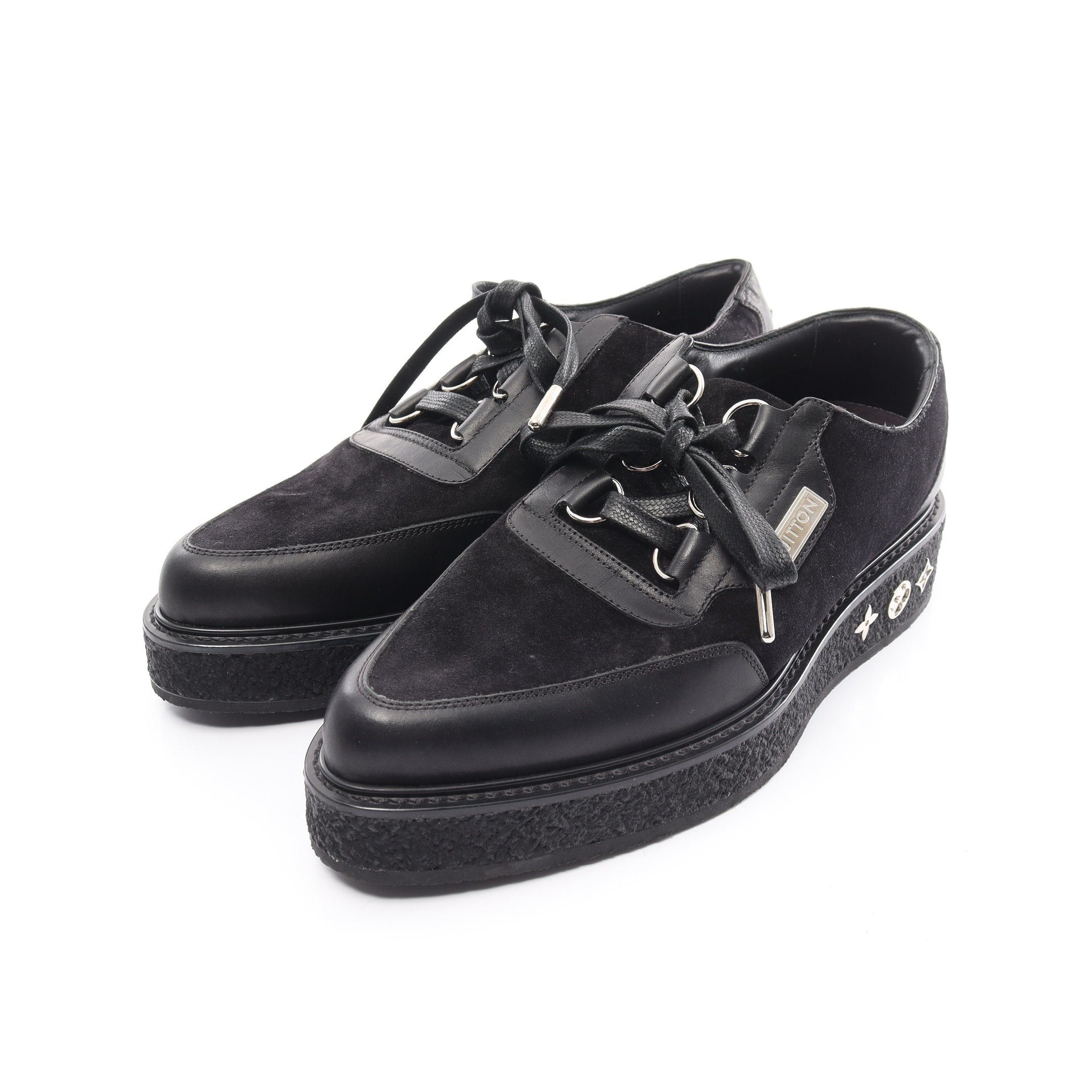 Louis Vuitton Creeper Line Monogram Dress Shoes Suede Leather Black |  Grailed