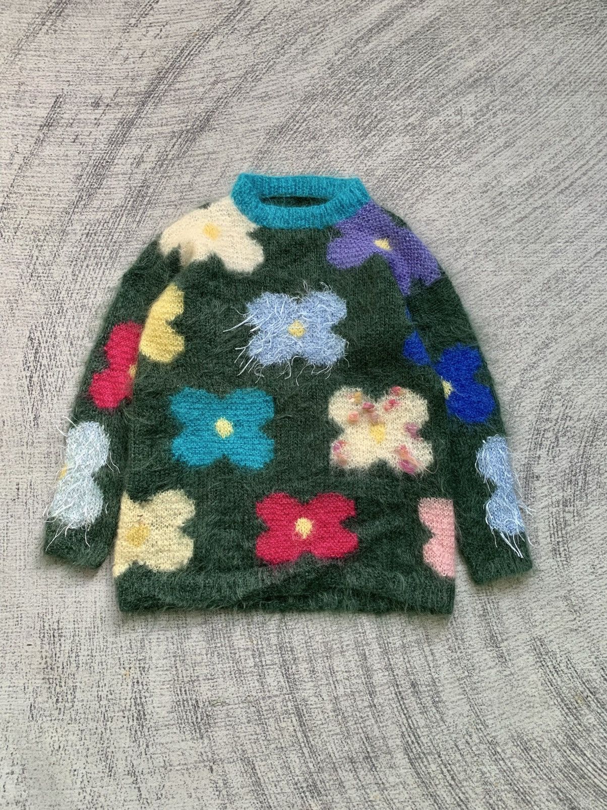 Other Vintage 90s Mohair Floral Knit Sweater Size S / US 4 / IT 40 - 3 Thumbnail