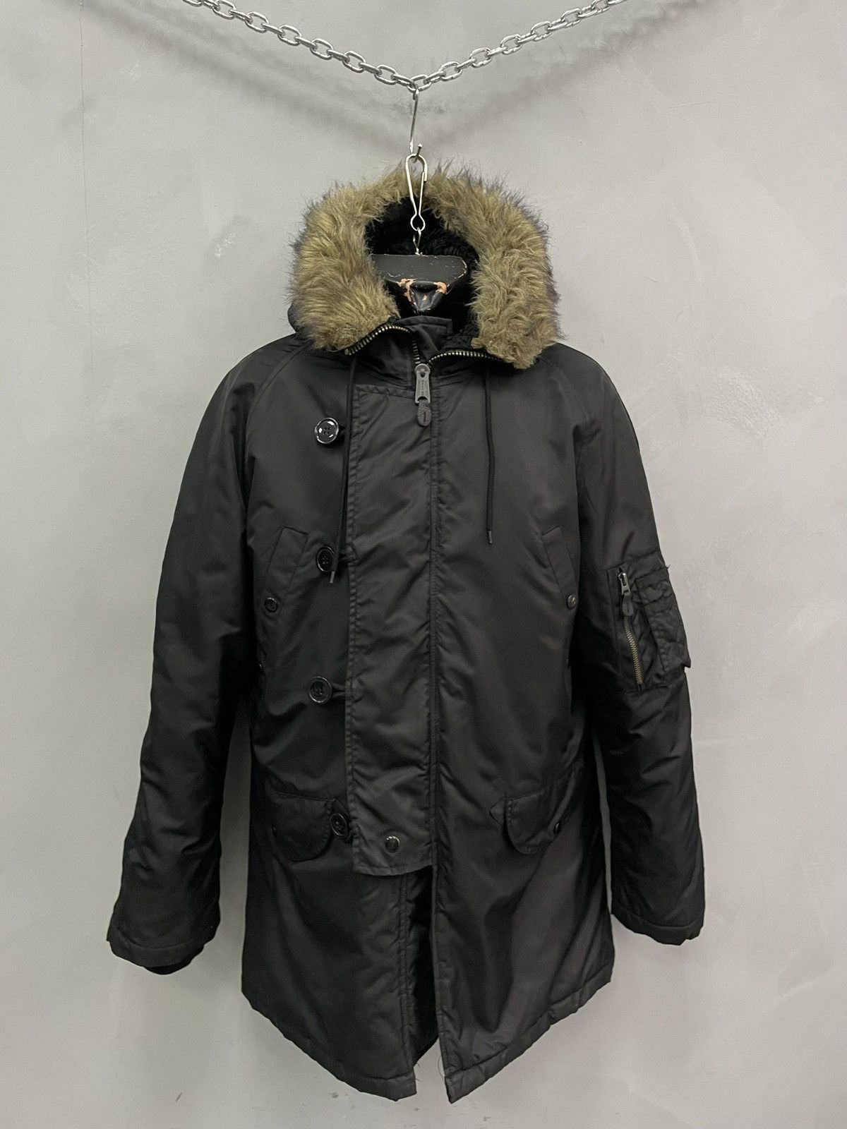 Alpha Industries If six was nine style Black Parka Fur Hood Military jacket Size US S / EU 44-46 / 1 - 1 Thumbnail