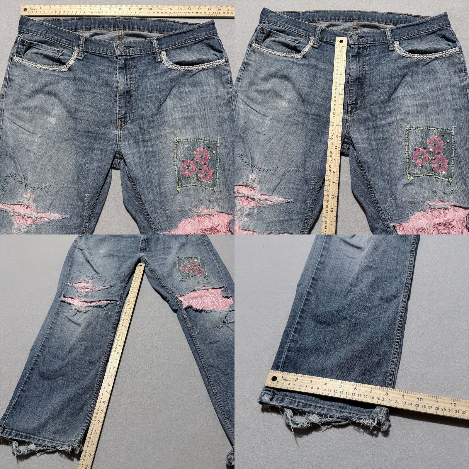 Levi's Levi's 559 Jeans Men Blue Distressed Patch Relaxed Straight - 38x30 Size US 38 / EU 54 - 9 Thumbnail