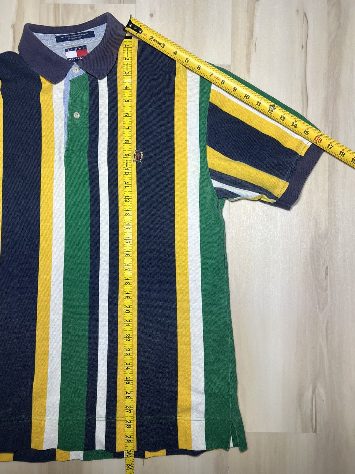 Tommy Hilfiger Vintage Tommy Hilfiger Polo Shirt Medium 90s Striped yellow Size US M / EU 48-50 / 2 - 5 Thumbnail