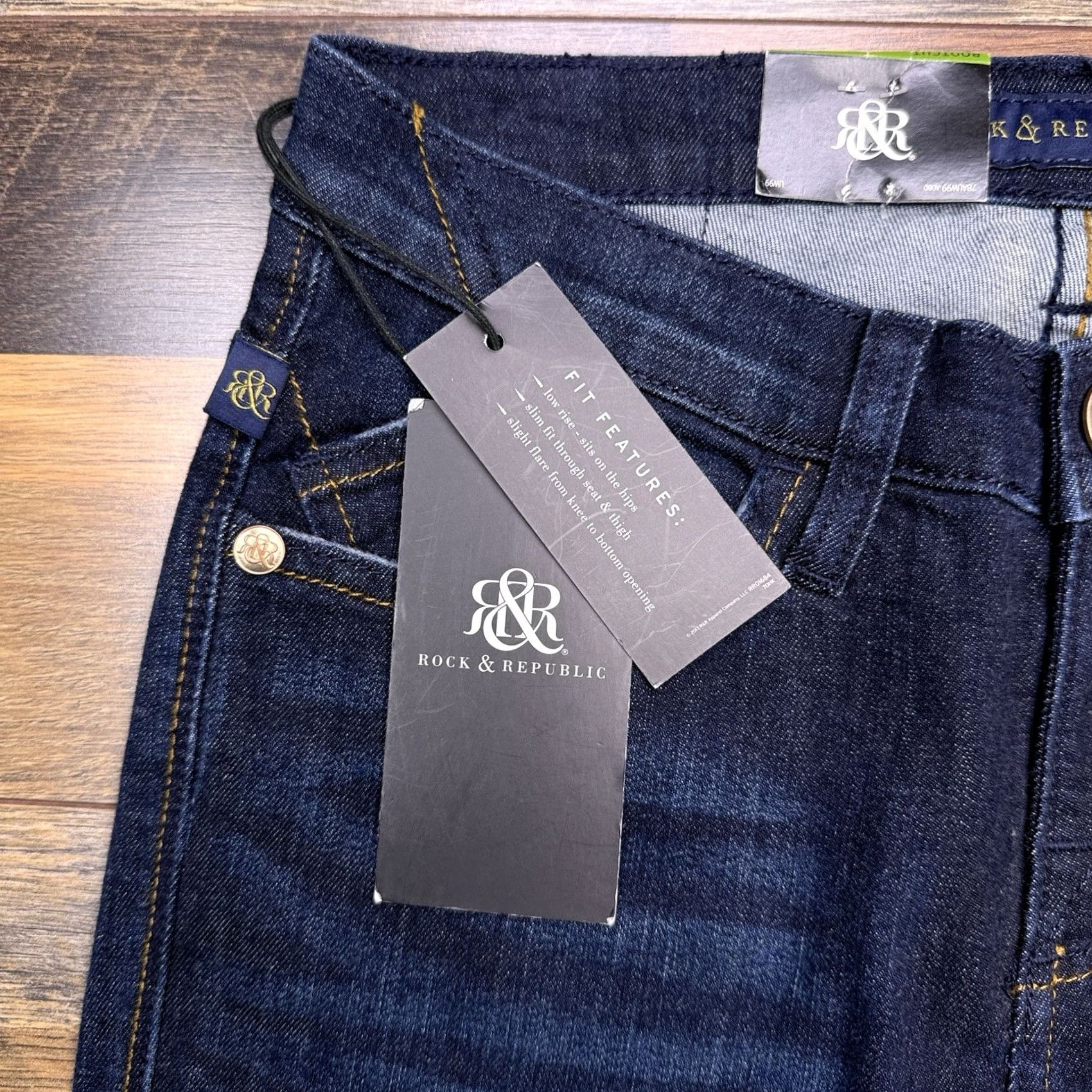 Vintage Rock & Republic Kasandra Bootcut Jeans Womens 6 Medium Mid Rise Stretch Denim Blue 5-Pocket Style Rock City 32.5in inseam Size 28" / US 6 / IT 42 - 5 Thumbnail