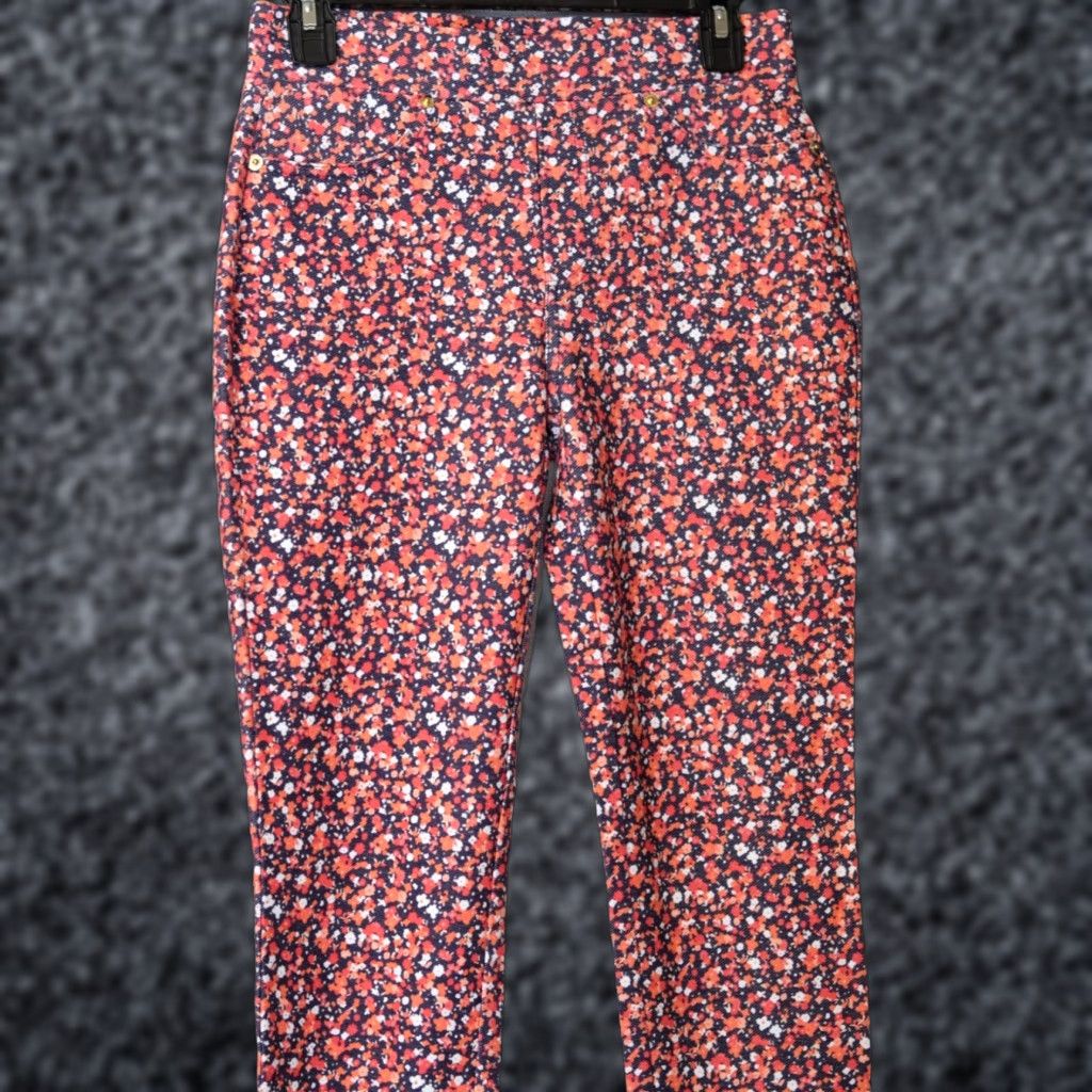 Michael Kors Michael Kors Skinny Jeans Jegging Pull On Floral Womens S Navy/Red/Orange Red/Pink/White XS? No, size S. Size 28" / US 6 / IT 42 - 1 Thumbnail