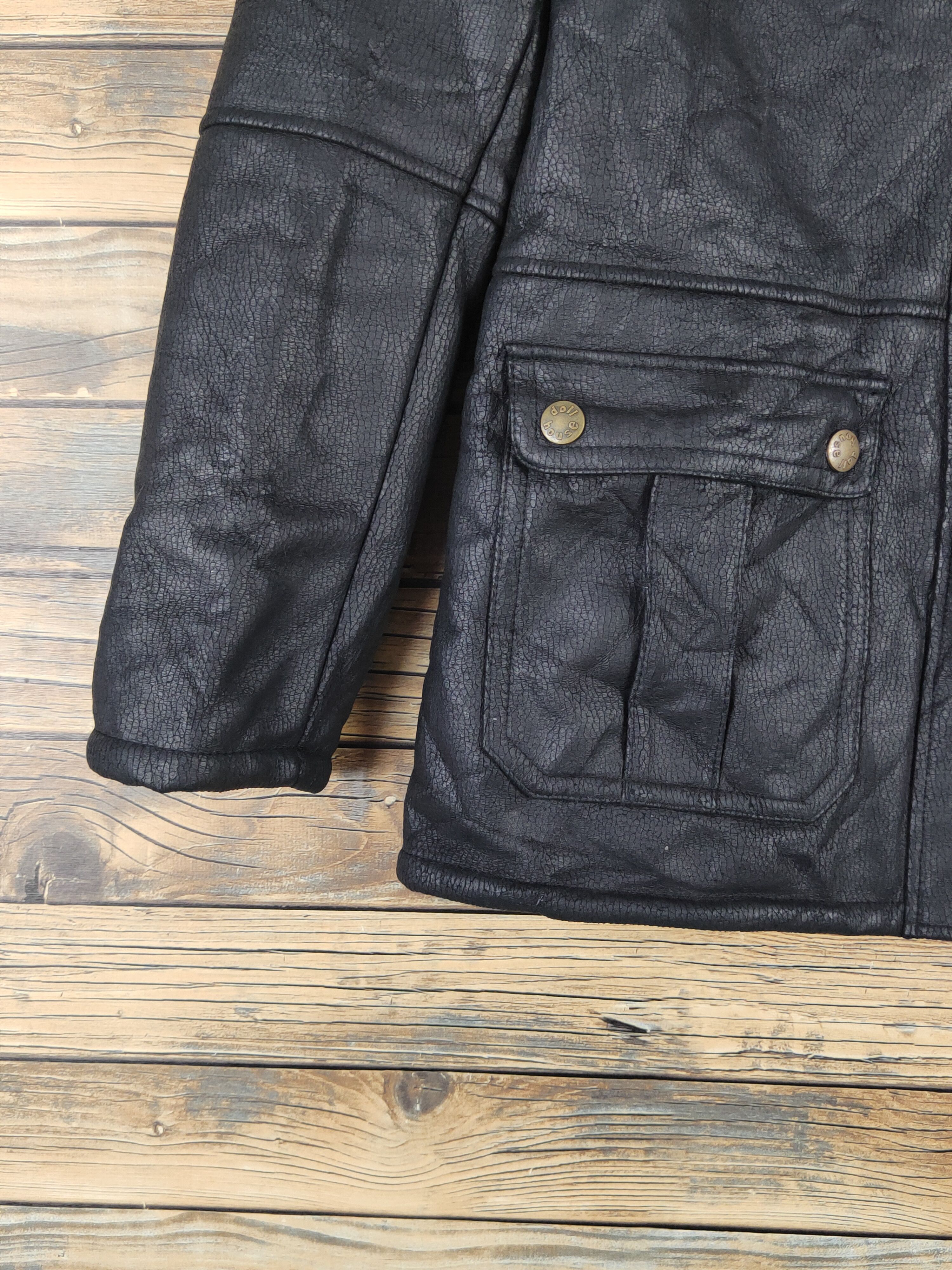 Japanese Brand Dollhouse Black Hoodie fur shaggy Leather Jackets #W1117 Size S / US 4 / IT 40 - 5 Thumbnail