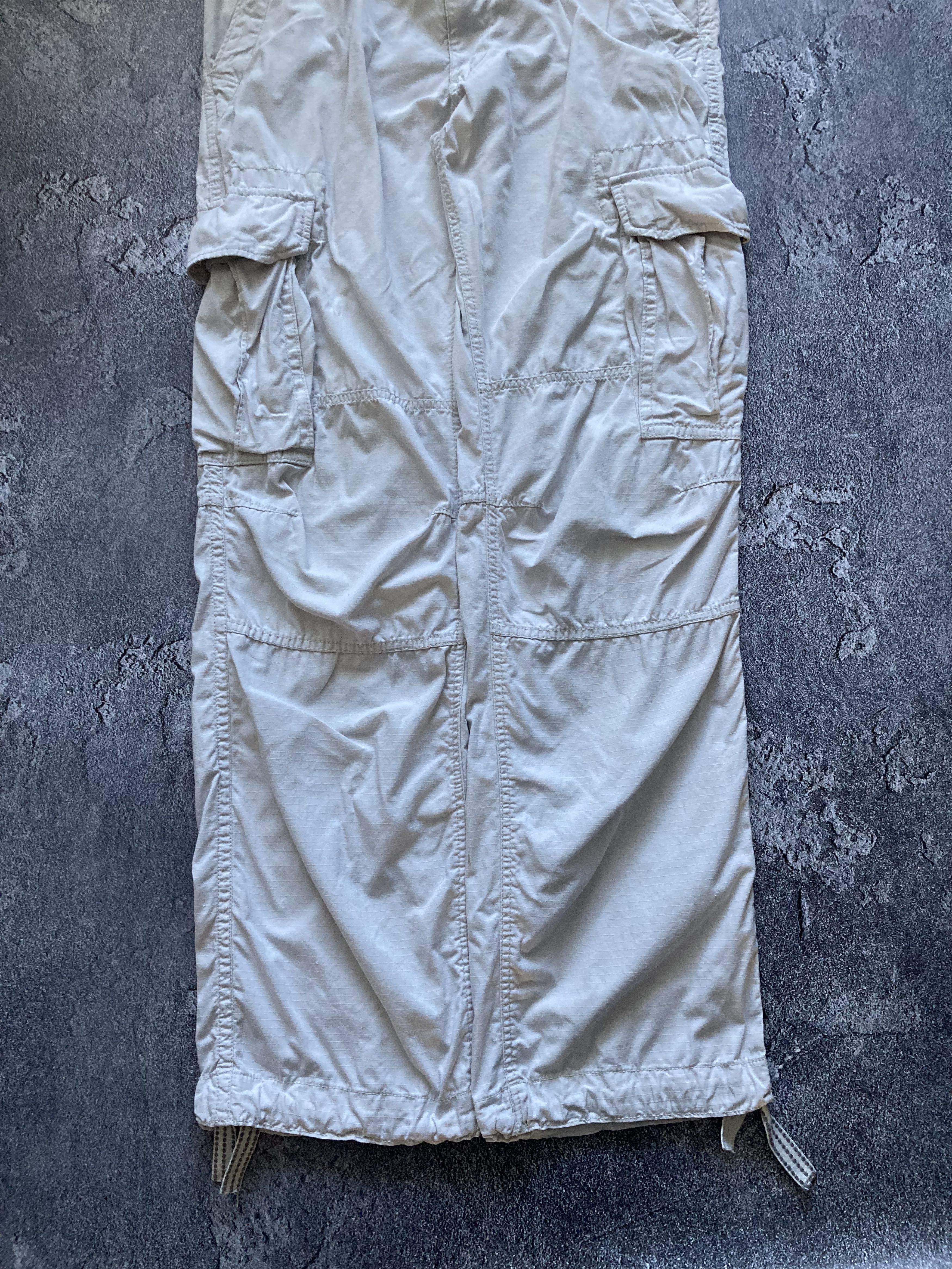 20471120 Cargo multipocket Y2K white wide pants with drawstrings Size US 34 / EU 50 - 3 Thumbnail