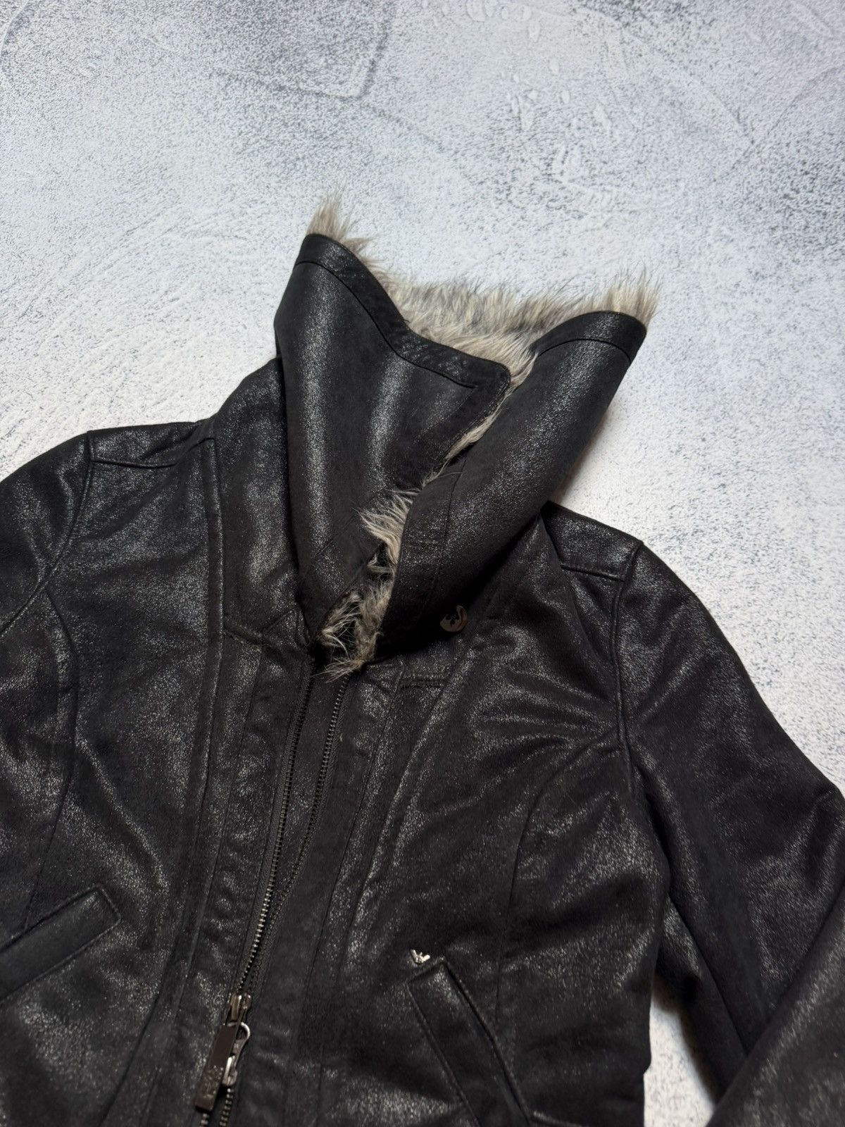 Giorgio Armani Rare! Rick Owens Style Faux Fur Short Jacket Y2K Opium Size M / US 6-8 / IT 42-44 - 5 Thumbnail
