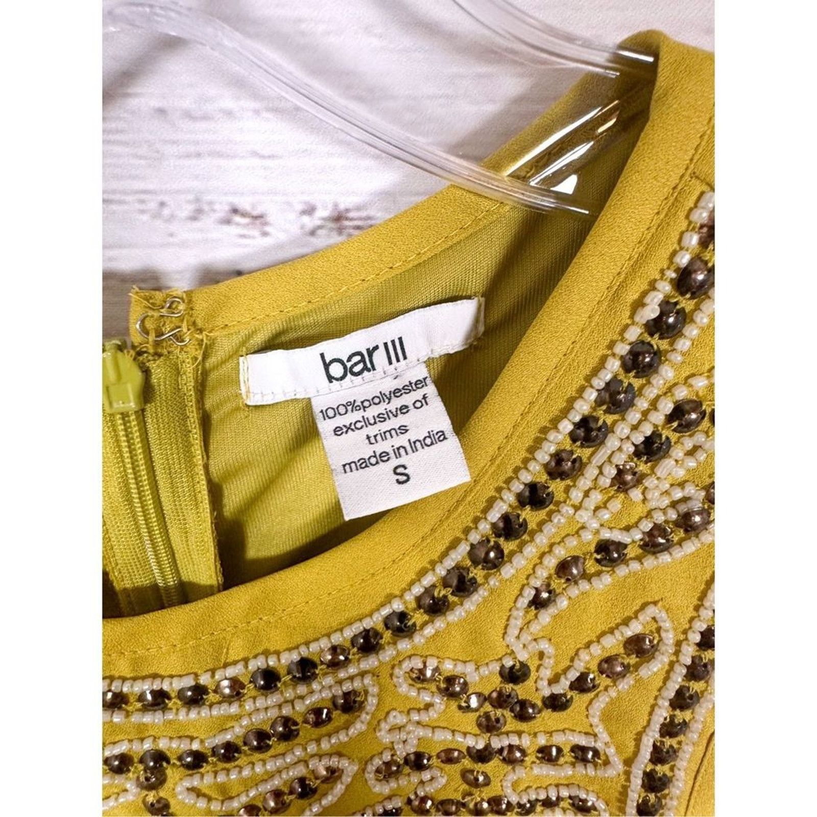 Bar III Bar III Beaded Sleeveless Mini Dress Green Yellow Size Small Size S / US 4 / IT 40 - 5 Thumbnail