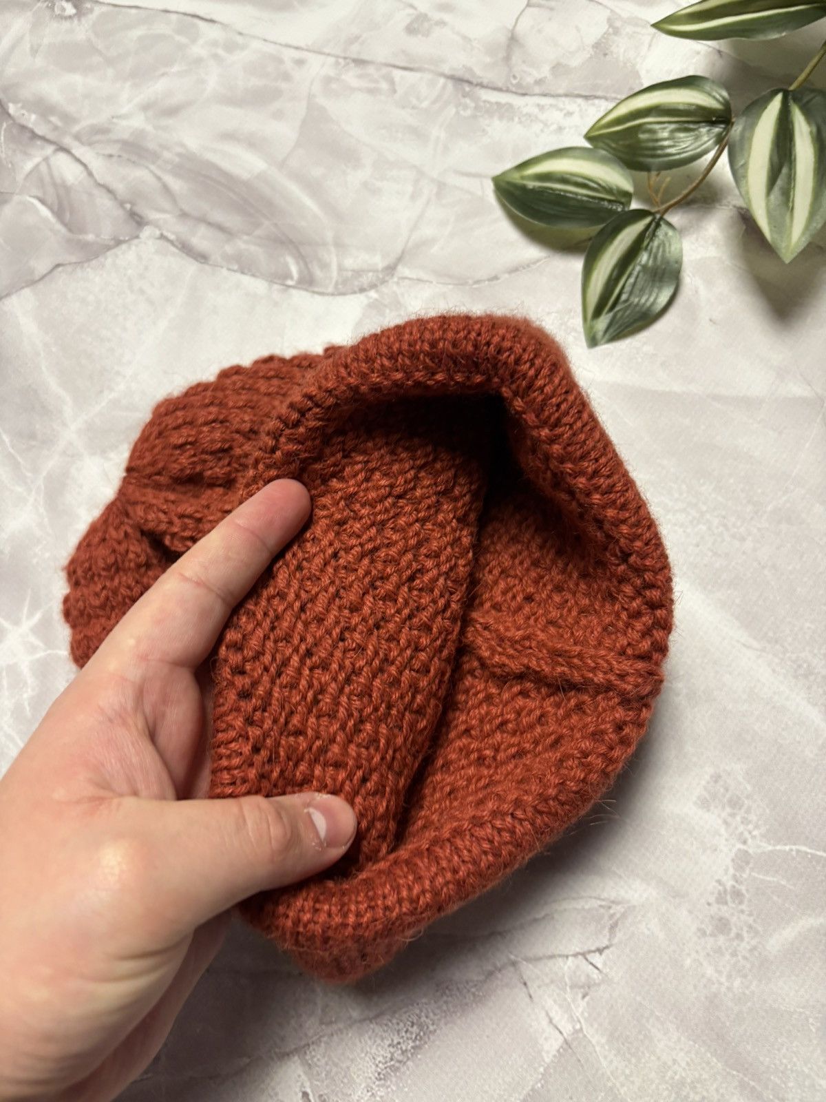 Other Jungle Folk Beanie Hat Wool Knit Terracotta Leather Logo Size ONE SIZE - 6 Thumbnail