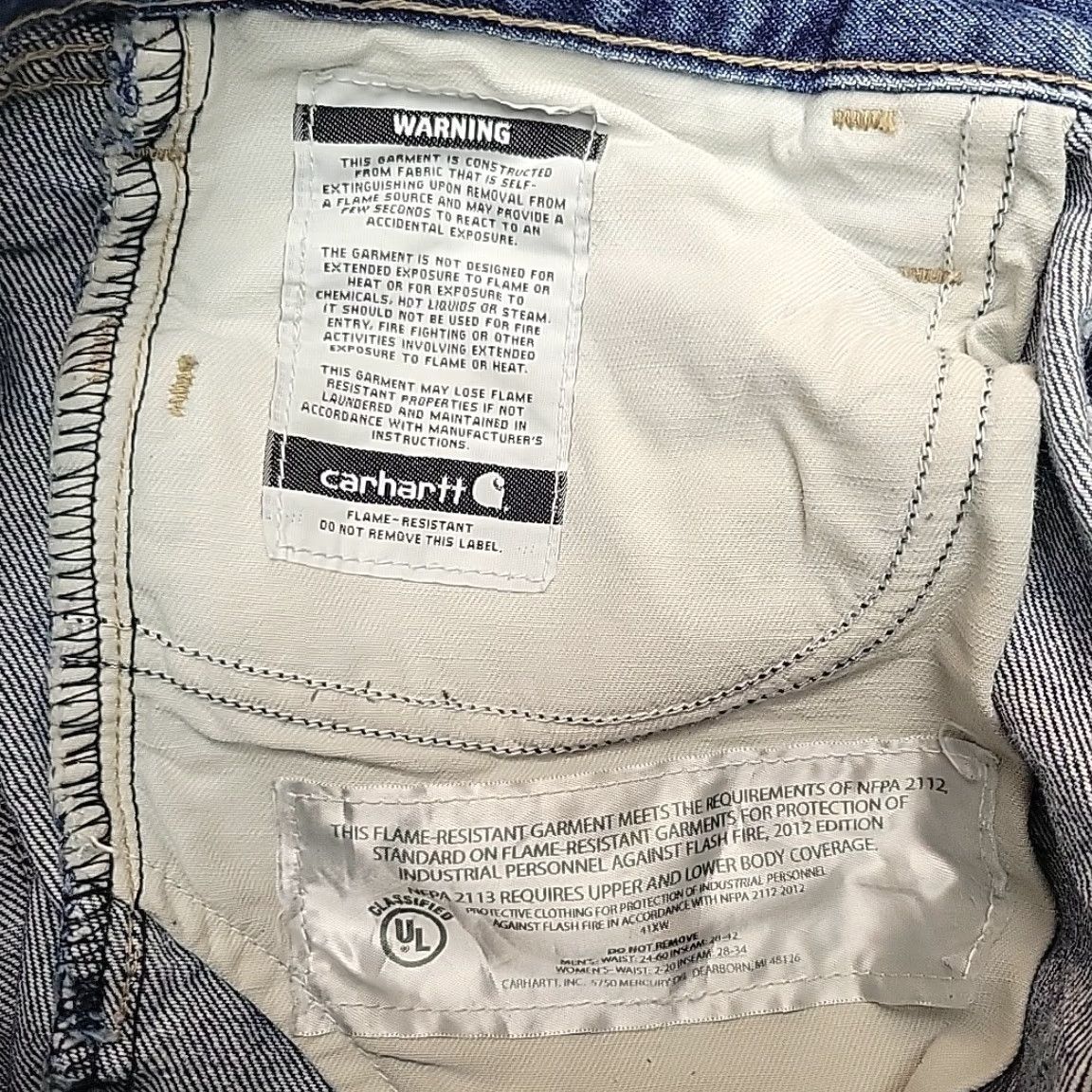 Carhartt VINTAGE Carhartt Jeans Mens 31x32 Faded Denim FR Fire Flame Resistant Work Pants FRB004 Size US 31 - 7 Thumbnail