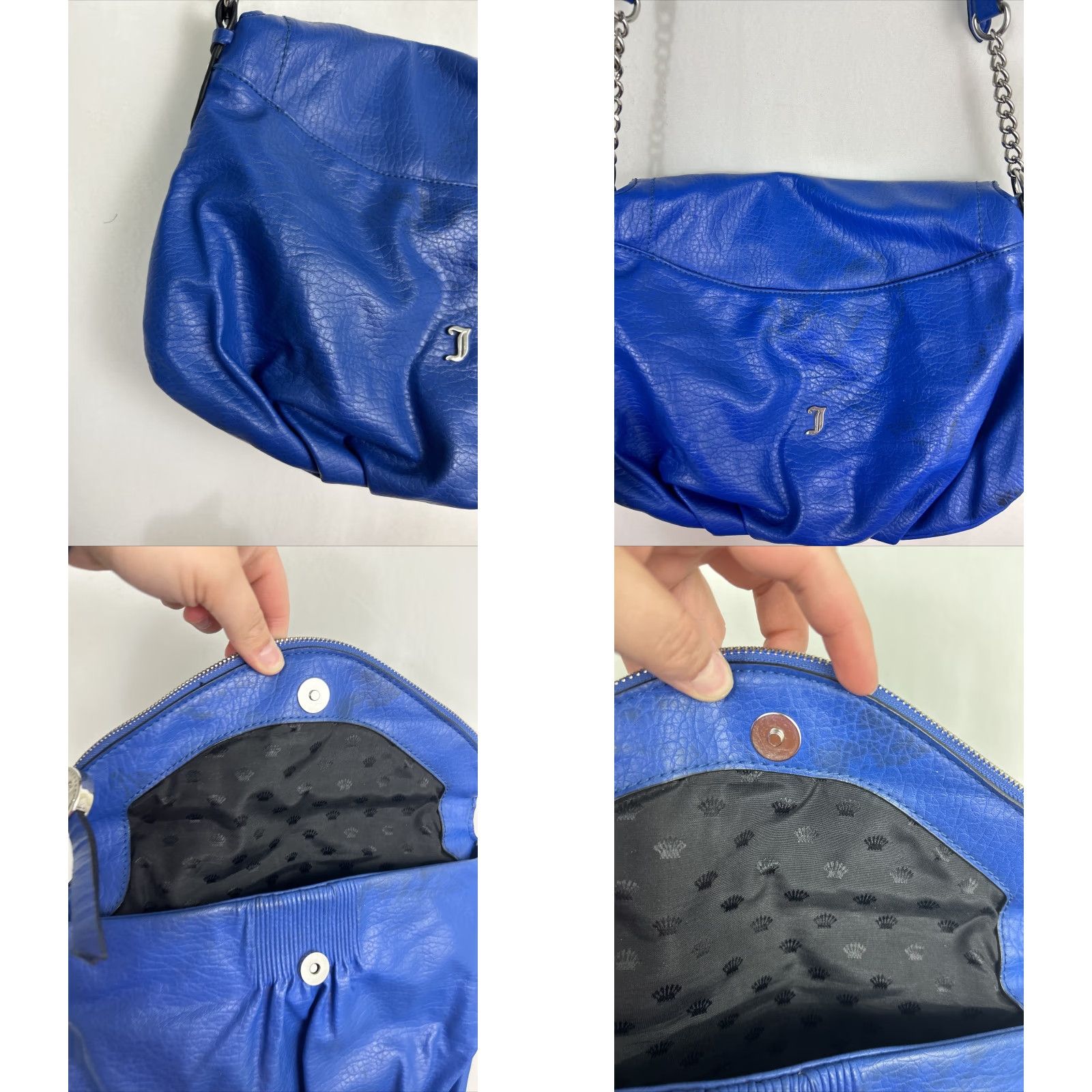 Juicy Couture Juicy Couture Crossbody Handbag Royal Blue Metallic Accents Large Leather Faux Leather Gold Crossbody Strap Women Size ONE SIZE - 10 Thumbnail