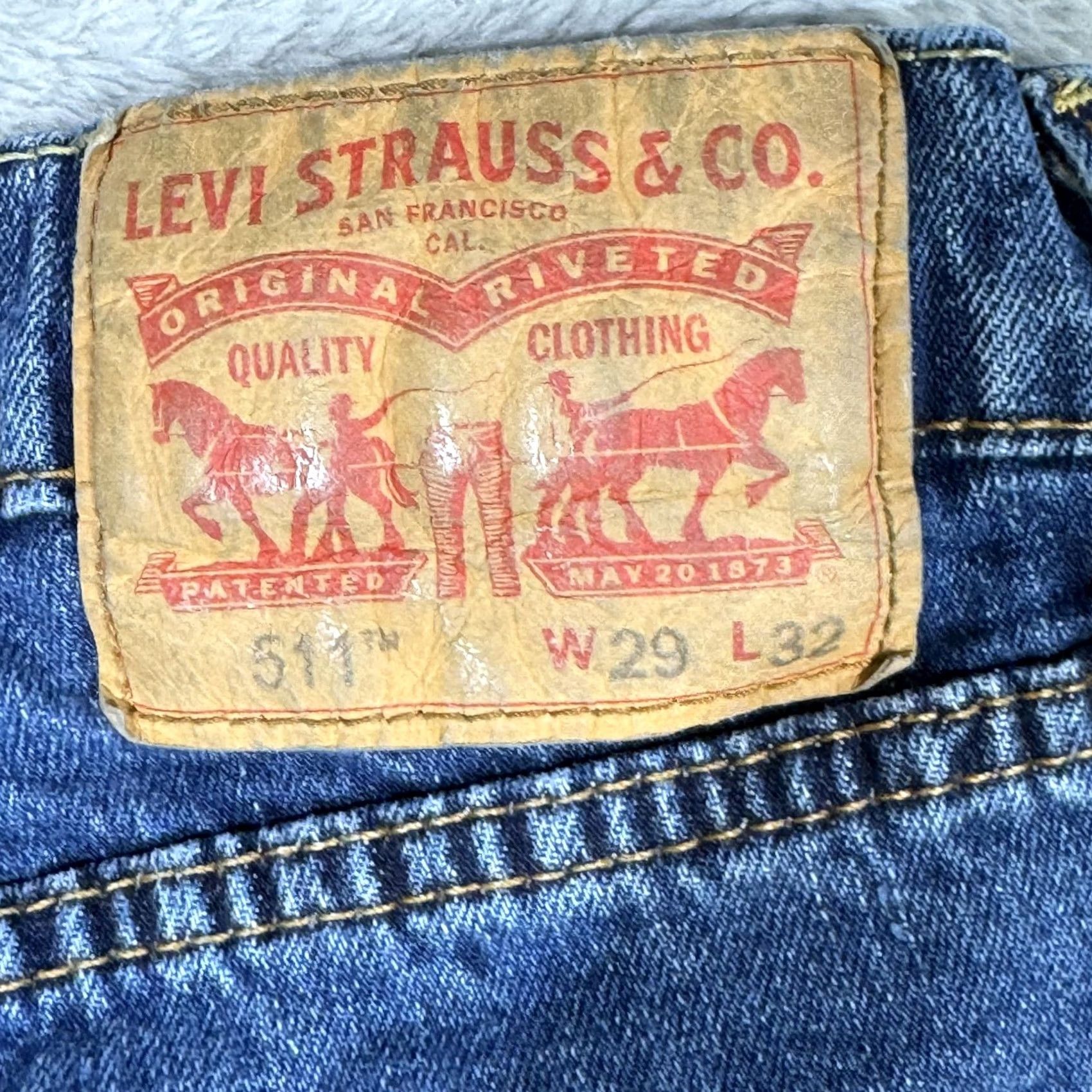 Levi's VINTAGE Levis 511 Jeans Mens 29x32 Blue Slim Fit Stretch Denim Red Tab Tapered Zip Fly Size US 29 - 3 Thumbnail