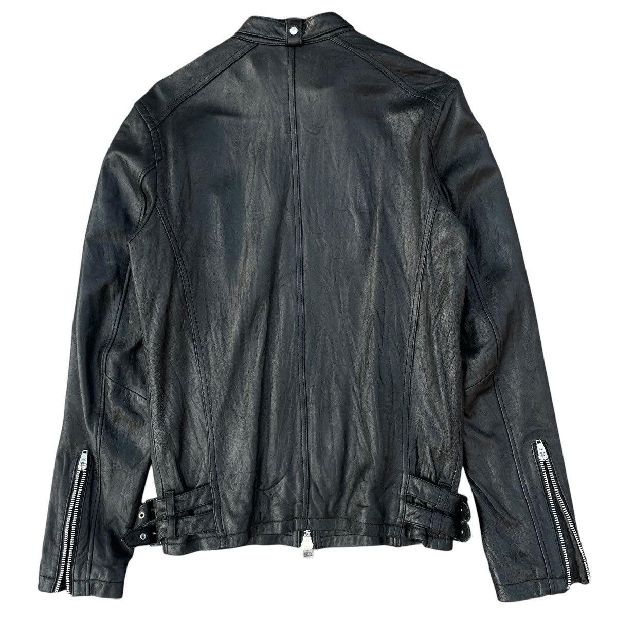 JACKROSE Jack Rose - Black Moto Rider Sheepskin Leather Jacket Size US S / EU 44-46 / 1 - 2 Thumbnail