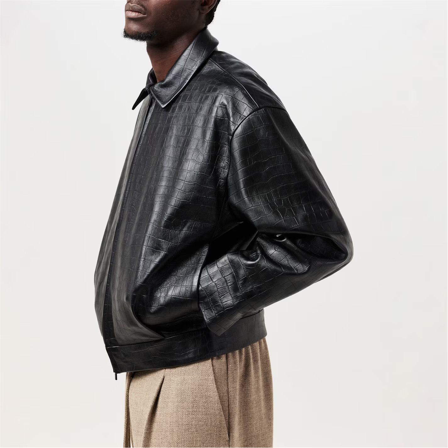 Fear of God o1g2r1mq0426 Croc-Embossed Leather Leather Jacket in Black Size US L / EU 52-54 / 3 - 2 Thumbnail