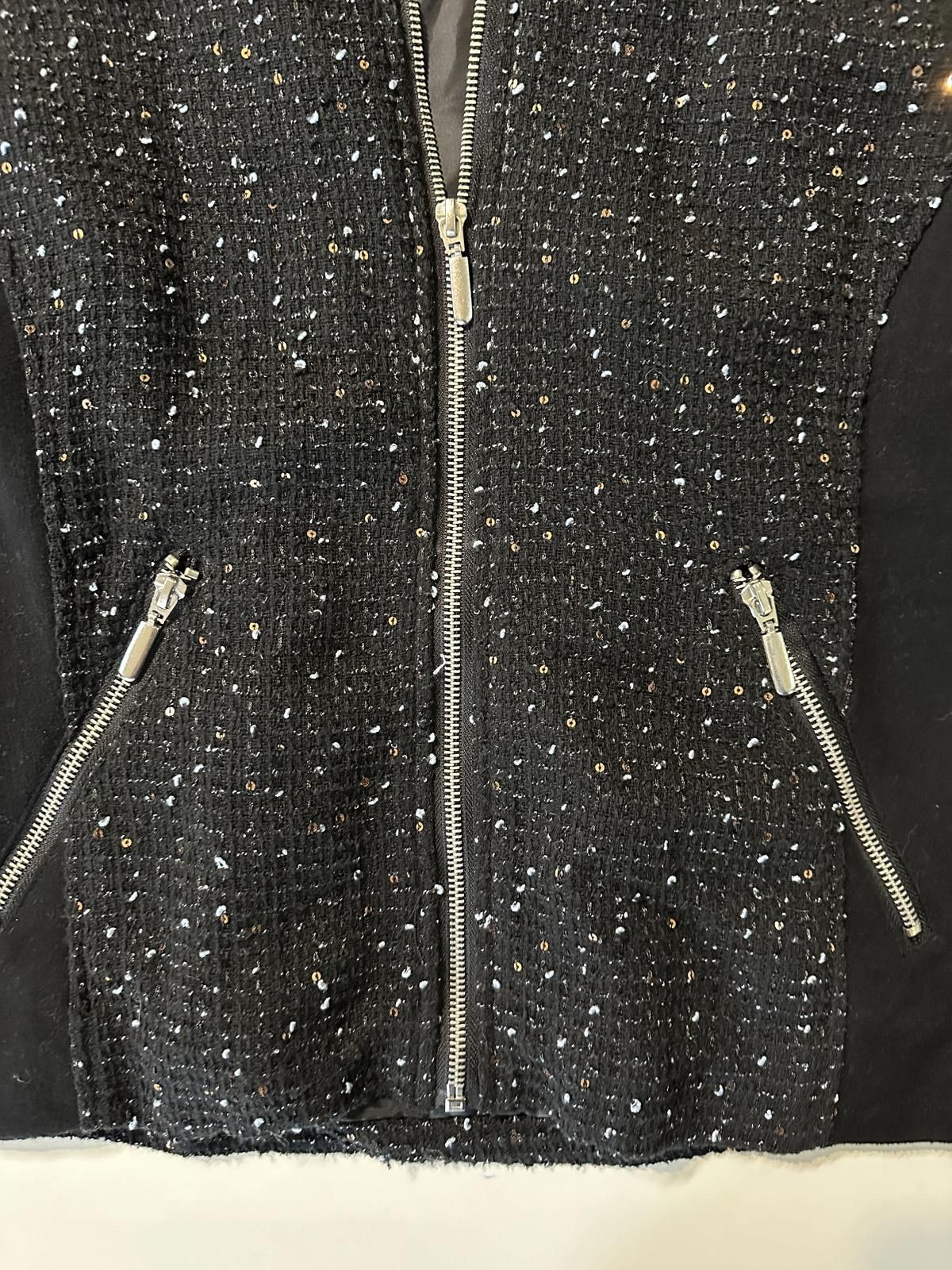 Designer Baccini Elegant Black Sparkly Jacket Size XL / US 12-14 / IT 48-50 - 2 Thumbnail