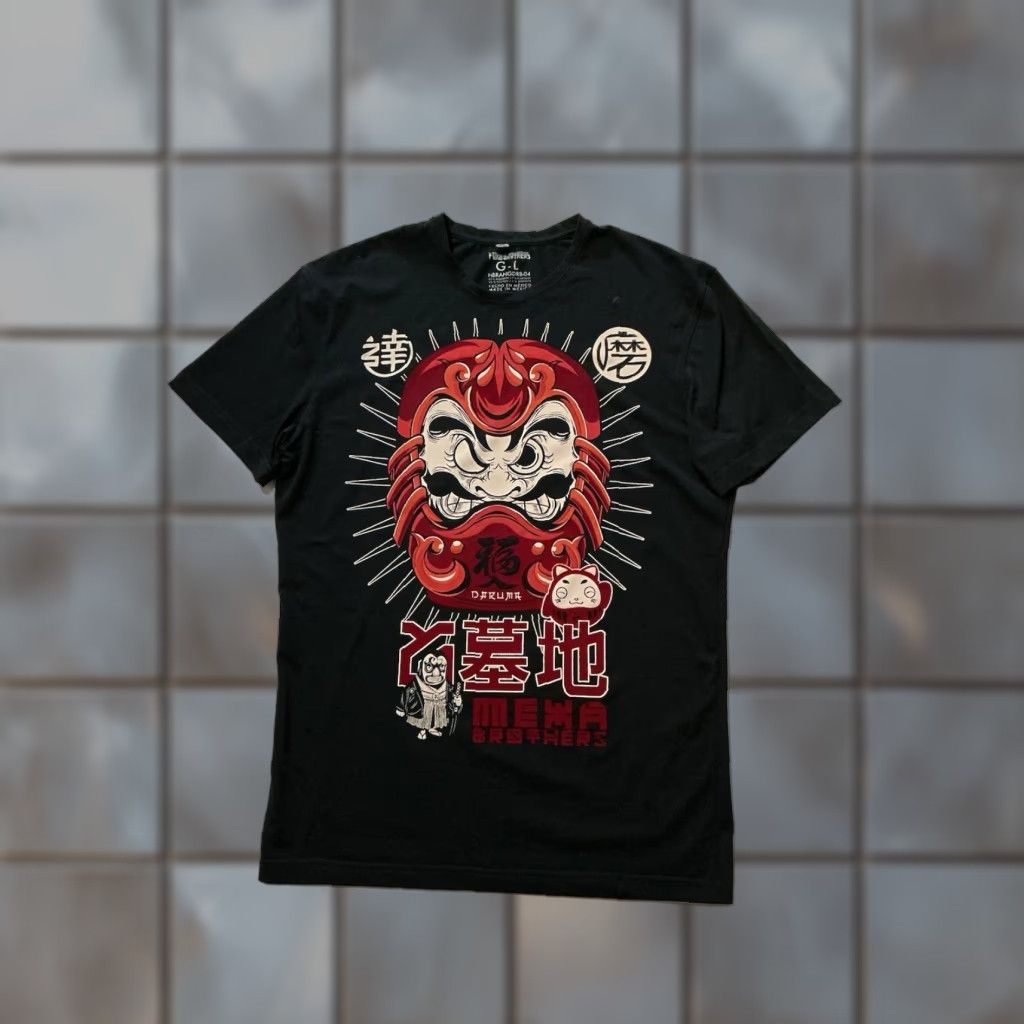 FELT Mexa Brothers Daruma Doll Japanese Luck Fortune Felt Graphic Black T-Shirt Sz. L Size US L / EU 52-54 / 3 - 1 Thumbnail
