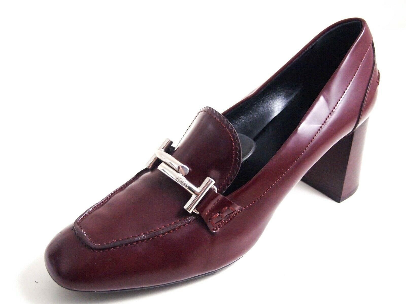 Tod's TT Heels Burgundy Leather Womens US 12 EU 42 $680