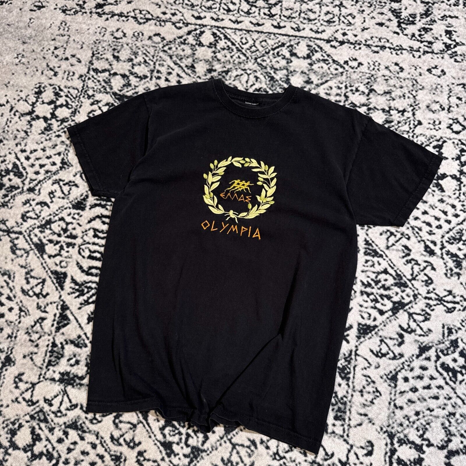 Vintage Vintage Black Cotton T-Shirt Size M Olympia Olymp Zeus 90s Size M / US 6-8 / IT 42-44 - 7 Thumbnail