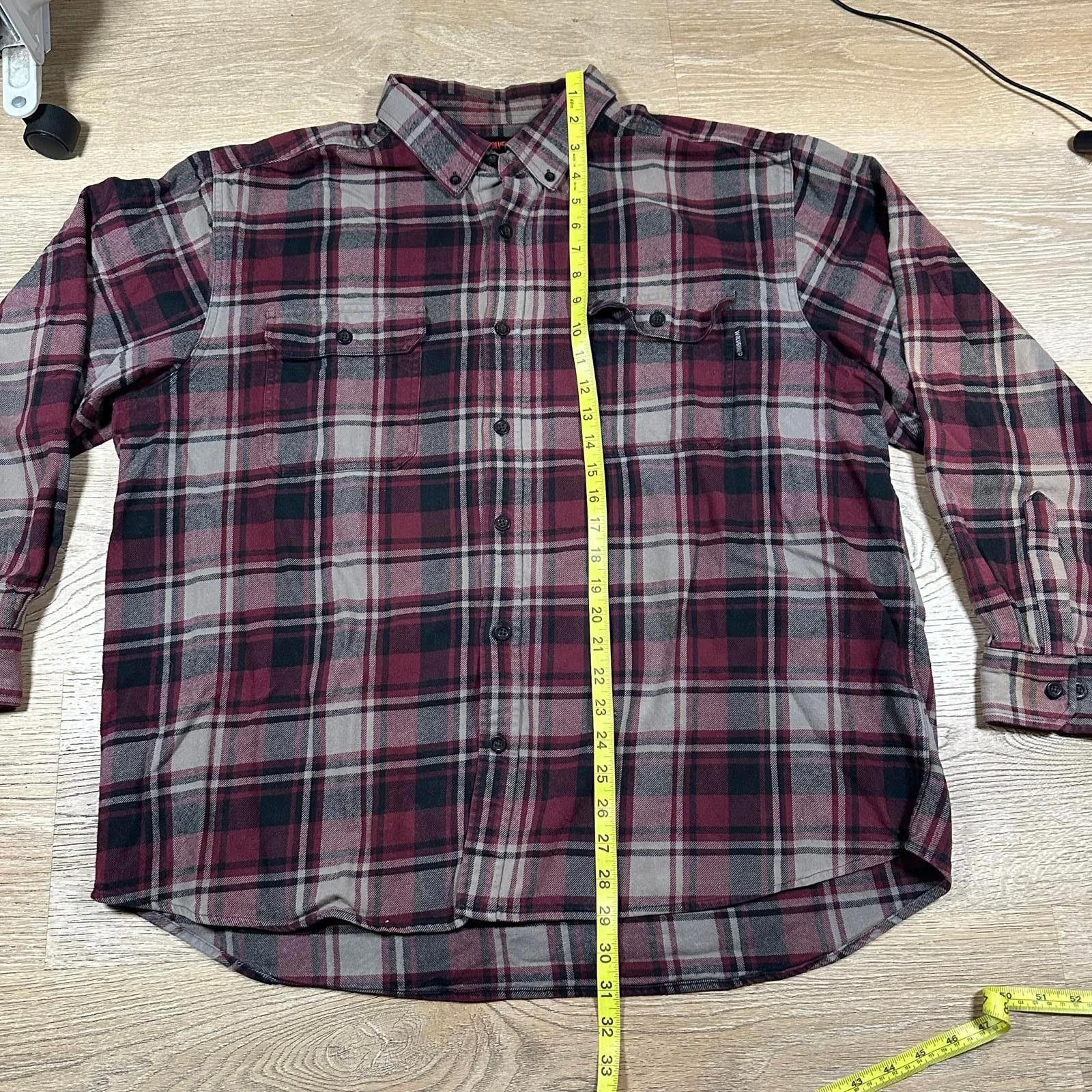 Wolverine Wolverine Mens Casual Shirt XXL Burgundy Plaid Size US XXL / EU 58 / 5 - 12 Thumbnail