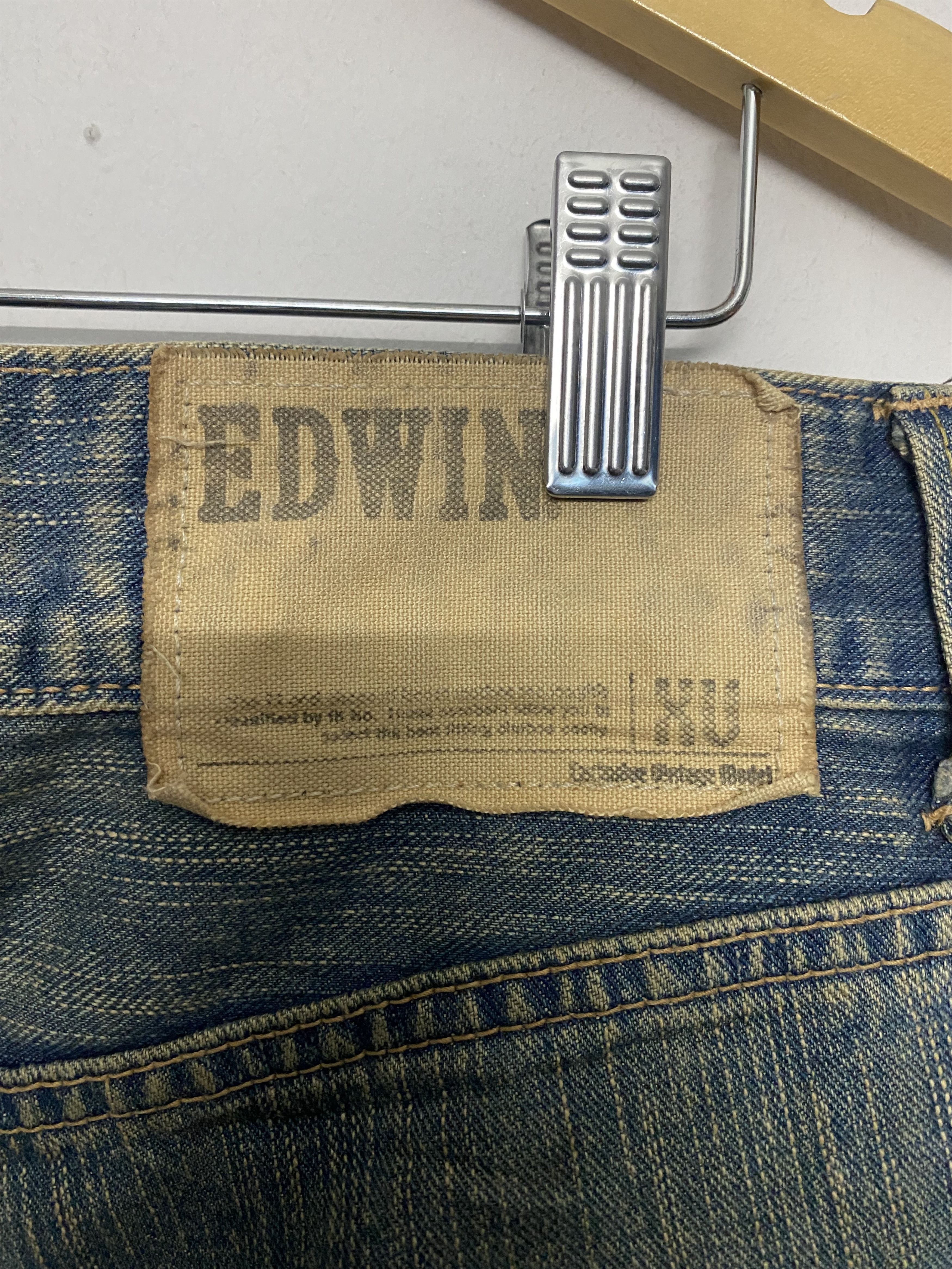 Edwin EDWIN 405XV Exclusive Model Faded Distressed Dark Wash Jeans Size US 34 / EU 50 - 10 Thumbnail
