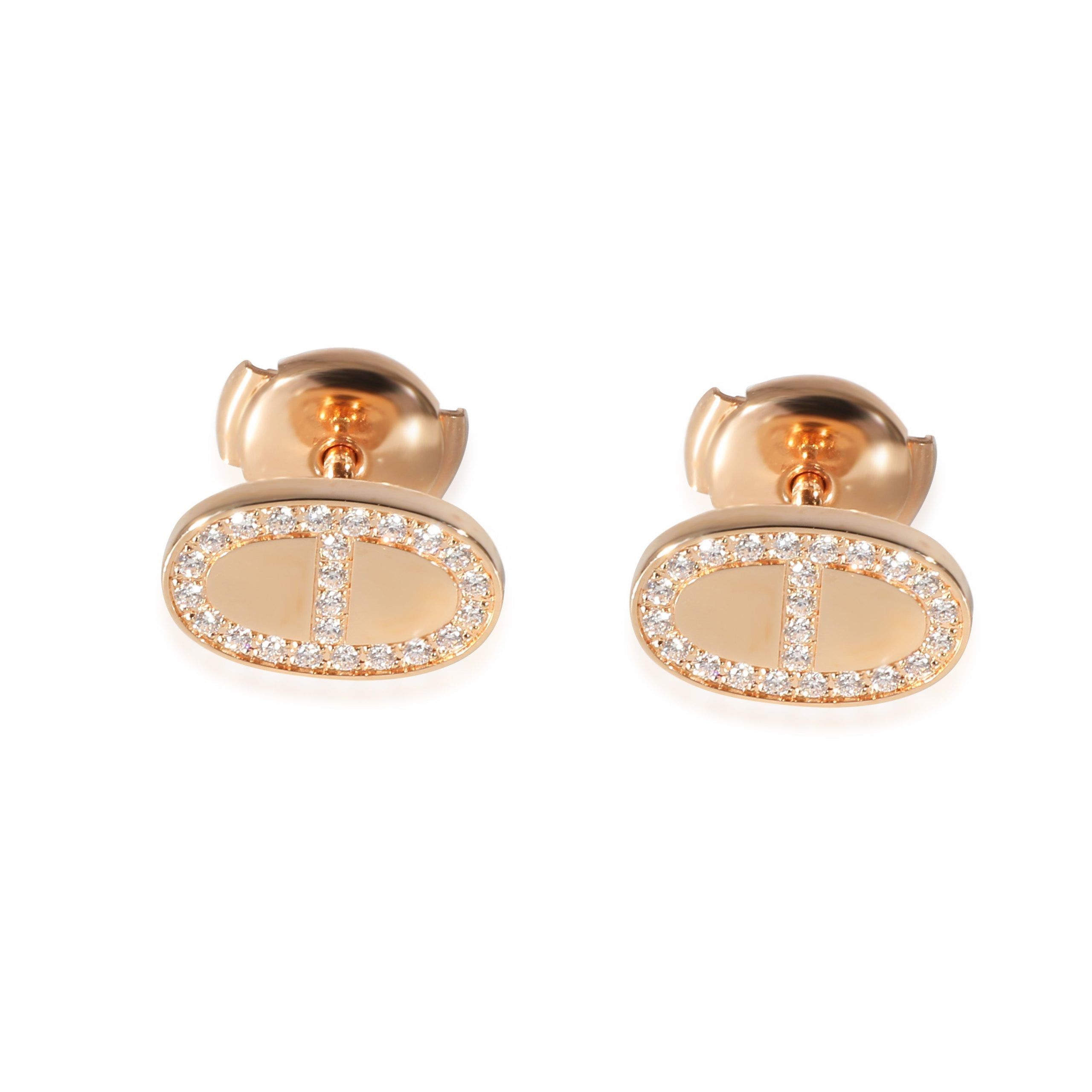 image of Hermes Chaine D'ancre Earrings In 18K Rose Gold 0.18 Ctw, Women's