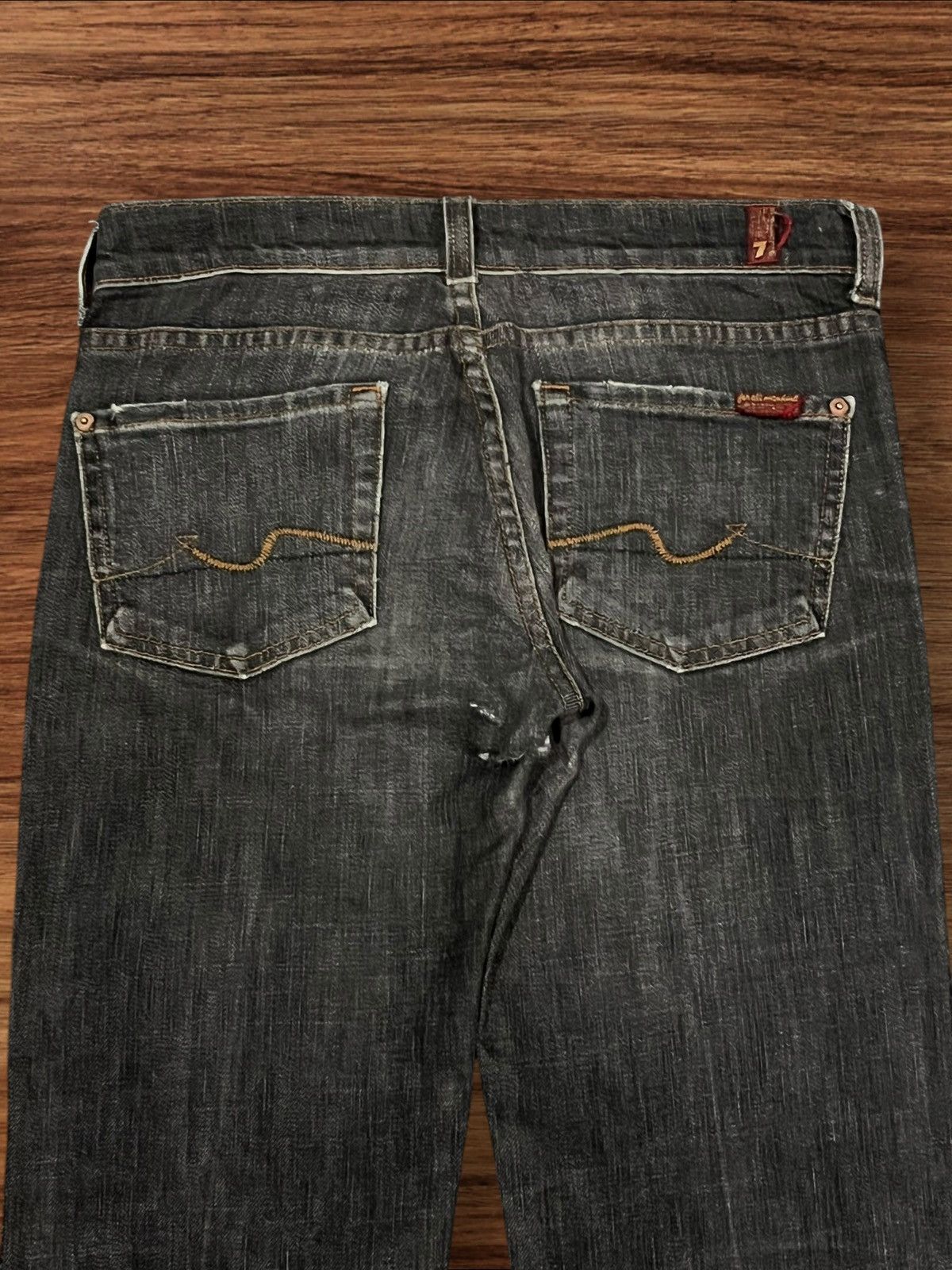 7 For All Mankind 7 For All Mankind Black Faded Washed Distressed Flare Jeans Size 29" - 7 Thumbnail