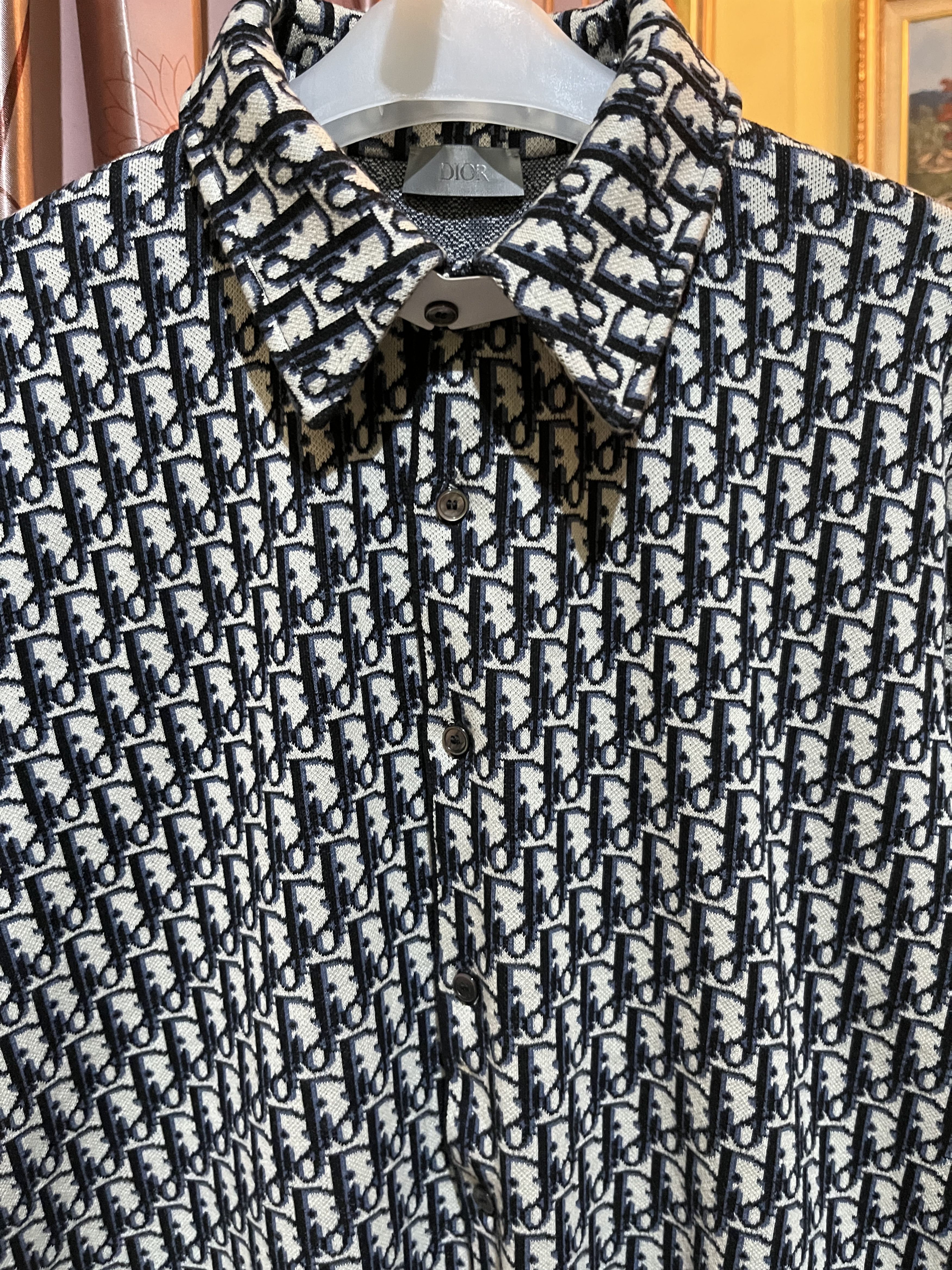 Dior Christian Dior Oblique Knit Overshirt Navy Blue Jacquard Size US S / EU 44-46 / 1 - 4 Thumbnail