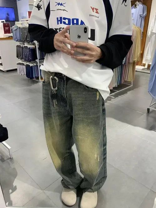 Handmade × Japanese Brand × Jean Washed distressed all-match straight jeans Size US 32 / EU 48 - 4 Thumbnail