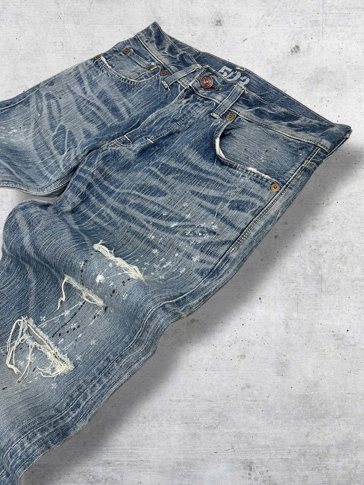 Edwin 1990S DESIGNER JAPAN EDWIN BLUE TRIP 503 DISTRESSED DENIM Size US 33 - 6 Thumbnail