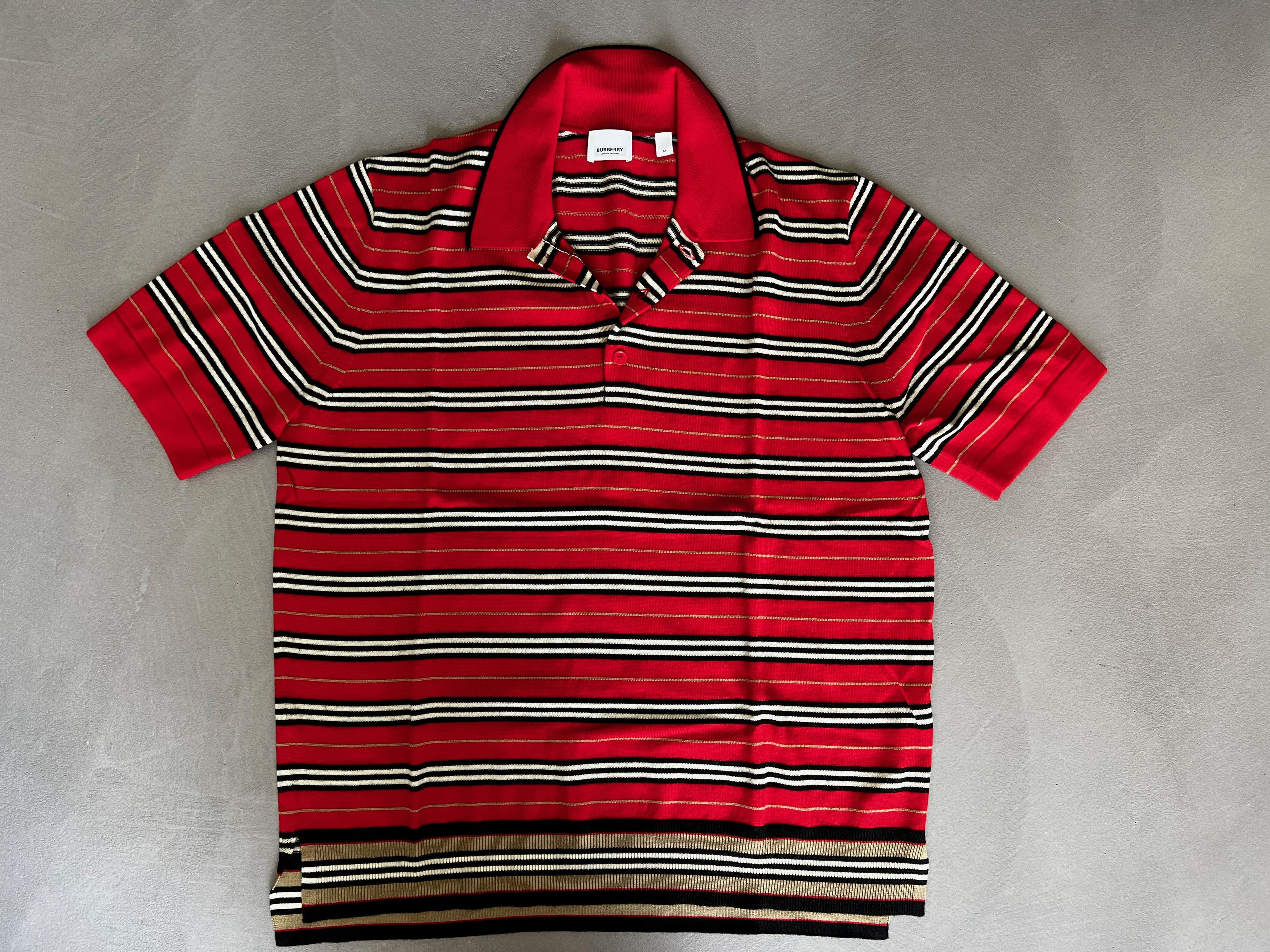 Burberry Burberry Runway Red Striped Polo Shirt, Wool, SS19 Size US M / EU 48-50 / 2 - 1 Thumbnail