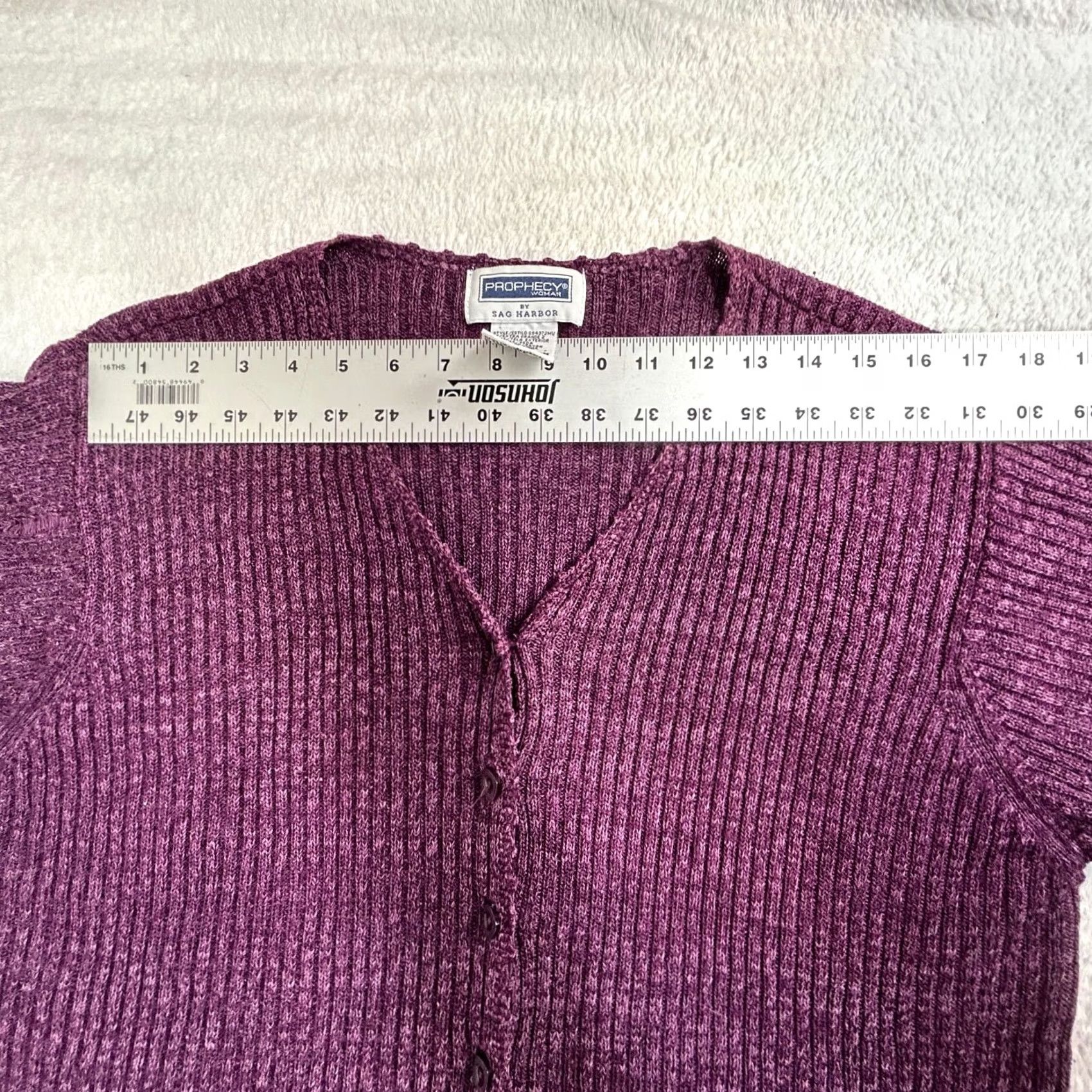 Vintage Sag Harbor Sweater Womens 2X Purple Prophecy Knit Cardigan Silk Blend Buttons Size XXL / US 16-18 / IT 52-54 - 5 Thumbnail