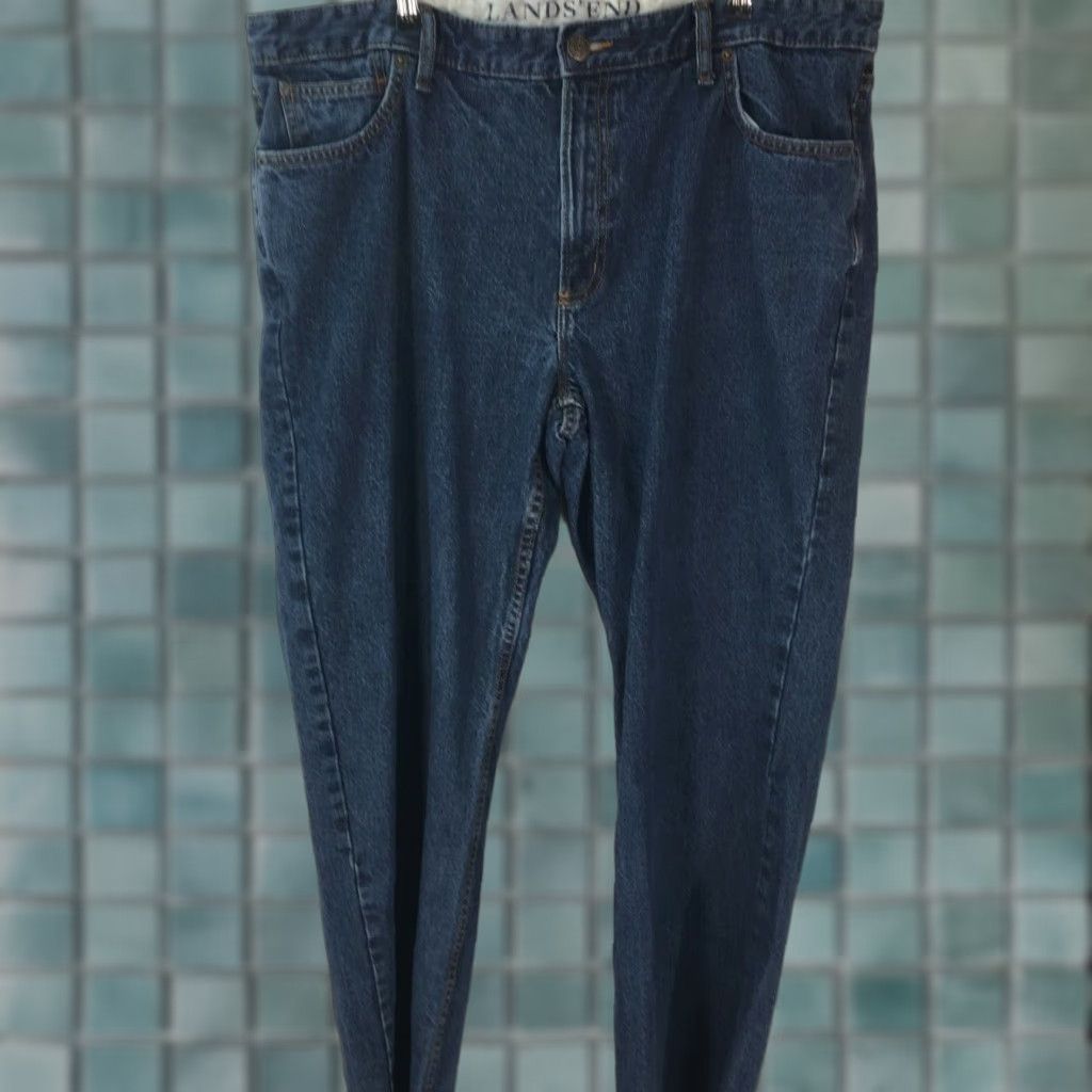 Lands' End LANDS' END Mens Jeans Main Point: Traditional Fit Low Rise Straight Blue Denim 40 Regular Inseam 30 Size US 40 / EU 56 - 1 Thumbnail