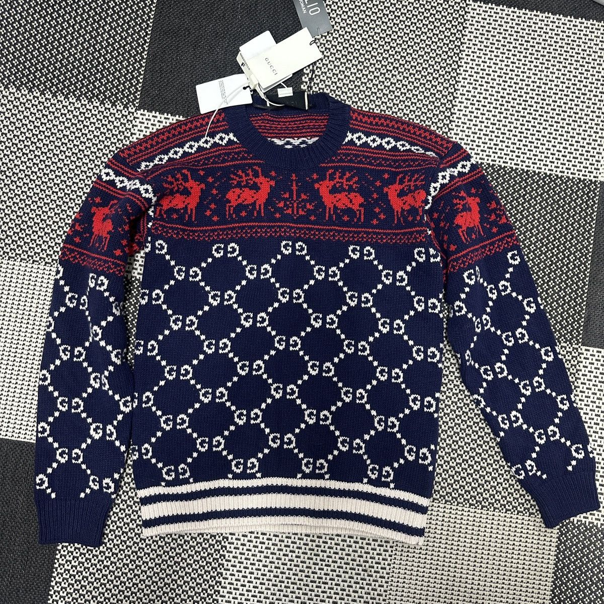 Gucci Authentic COA Gucci GG Jacquard Wool Sweater with Reindeer Size US S / EU 44-46 / 1 - 2 Thumbnail
