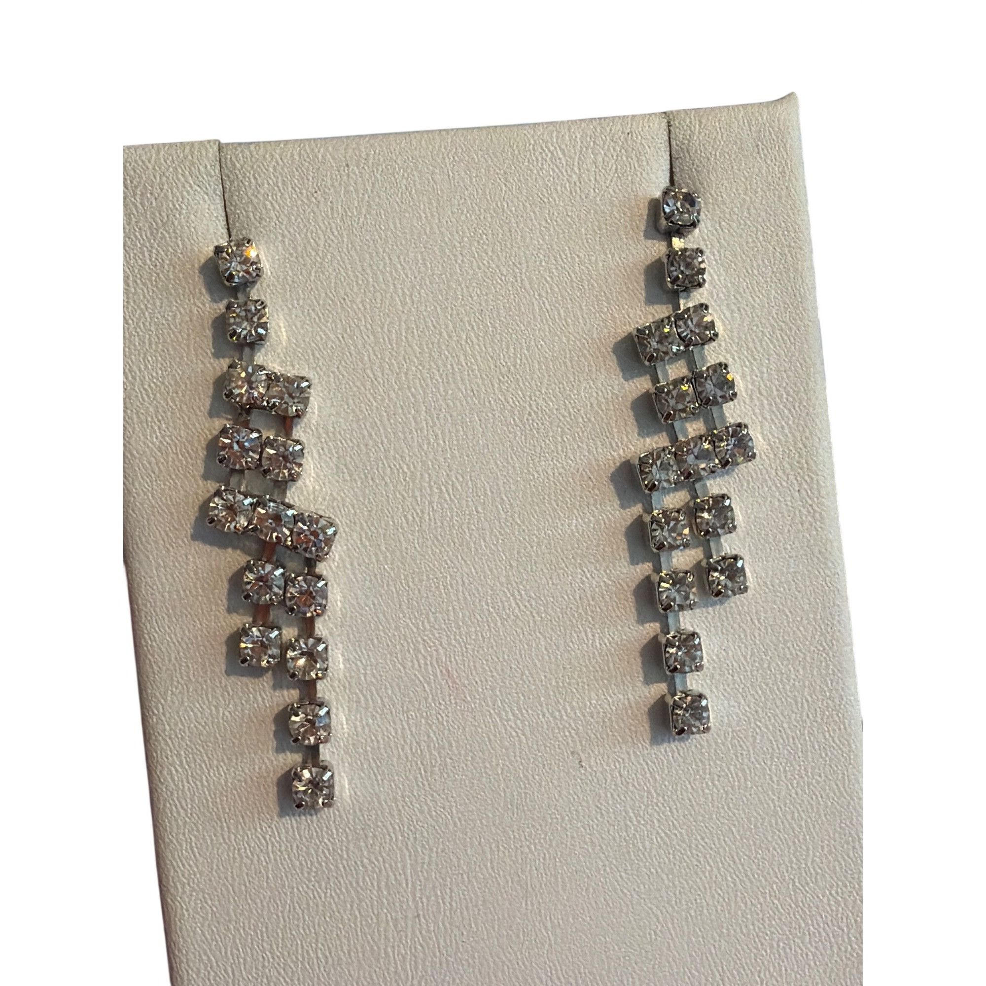 Other Vintage Silver Tone Rhinestone Dangle Earrings Articulated L Size ONE SIZE - 1 Thumbnail